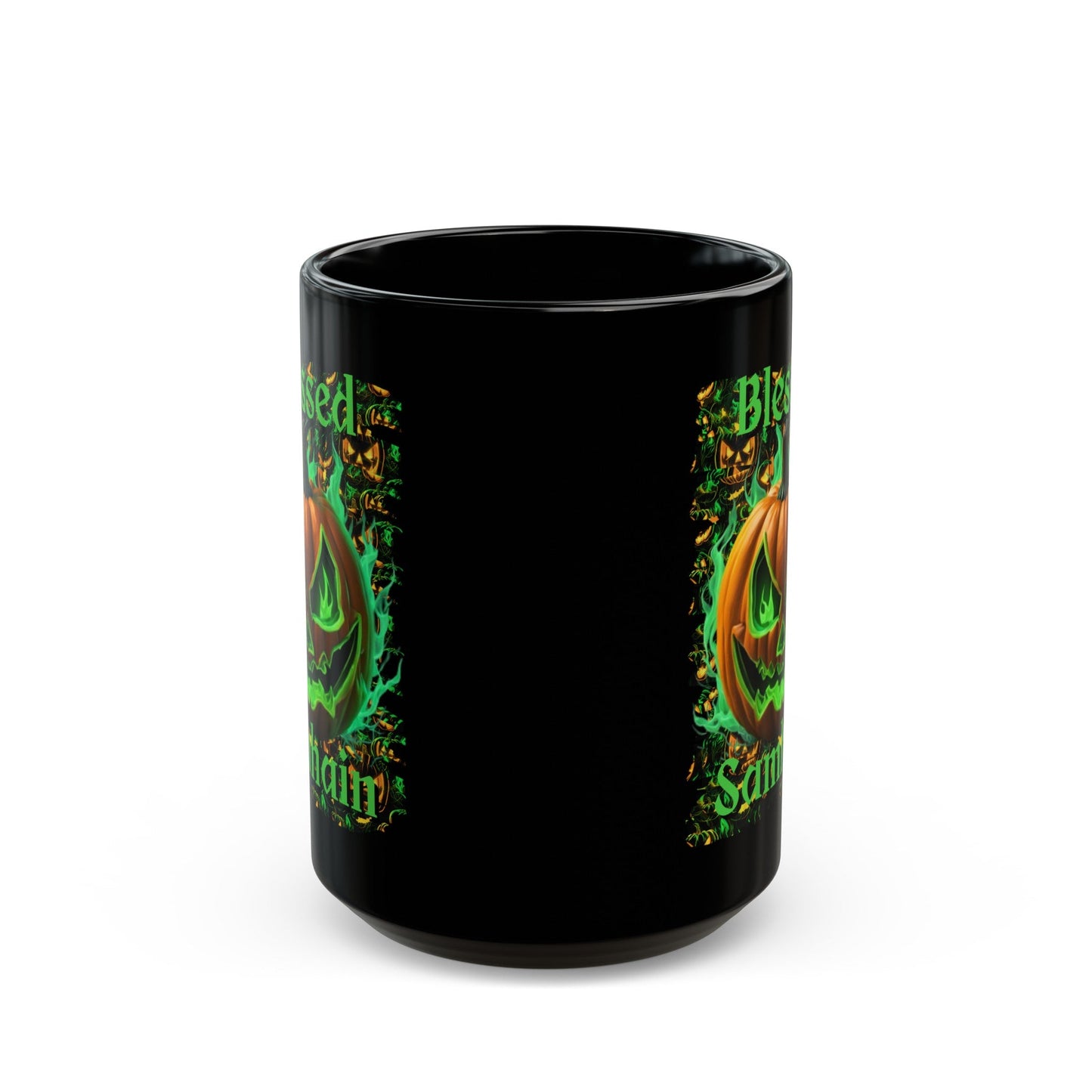 Blessed Samhain Green Jack Black Mug by cypherpunkgear – cypherpunkgear.com | Cypherpunk Merch
