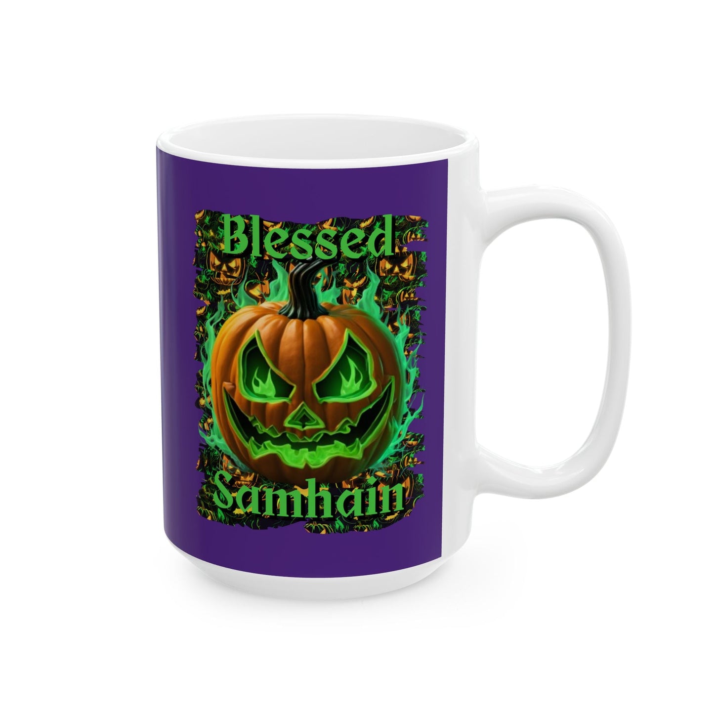 Blessed Samhain Green Jack Purple Mug by cypherpunkgear – cypherpunkgear.com | Cypherpunk Merch