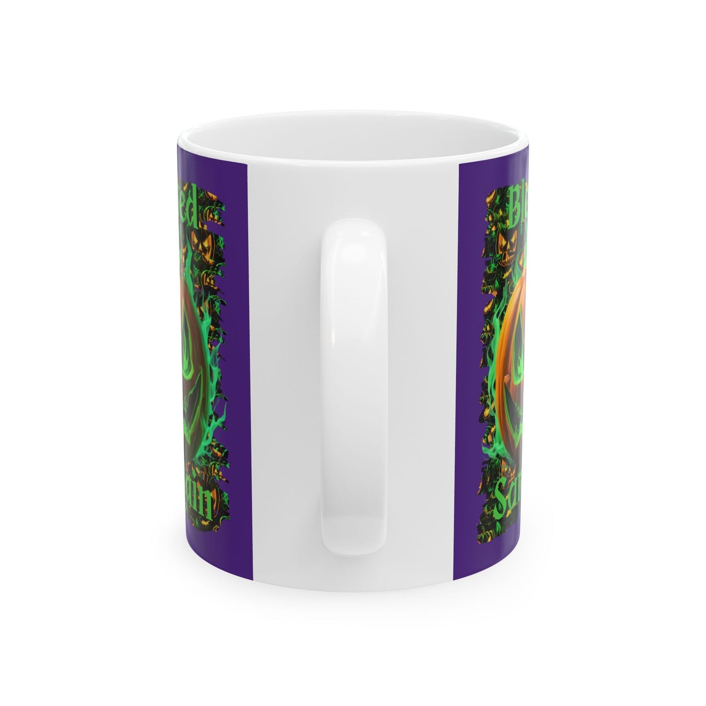 Blessed Samhain Green Jack Purple Mug by cypherpunkgear – cypherpunkgear.com | Cypherpunk Merch