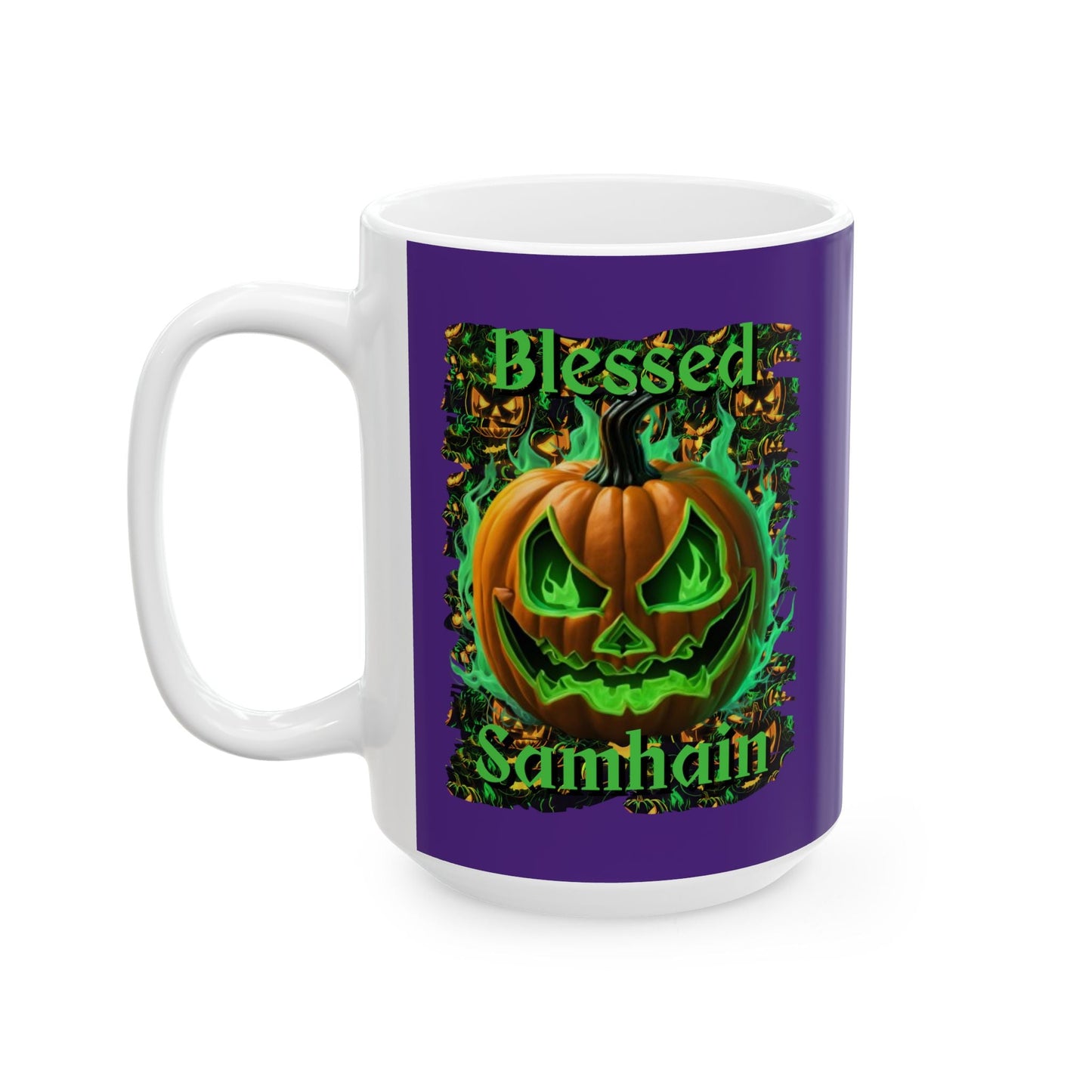 Blessed Samhain Green Jack Purple Mug by cypherpunkgear – cypherpunkgear.com | Cypherpunk Merch