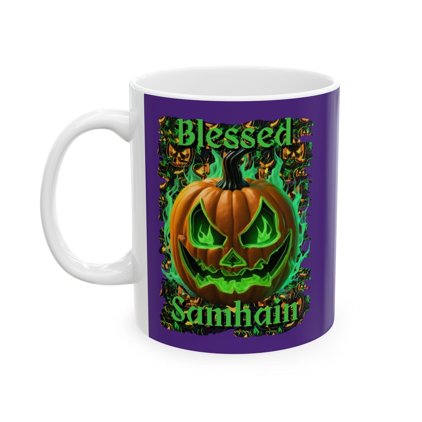 Blessed Samhain Green Jack Purple Mug by cypherpunkgear – cypherpunkgear.com | Cypherpunk Merch