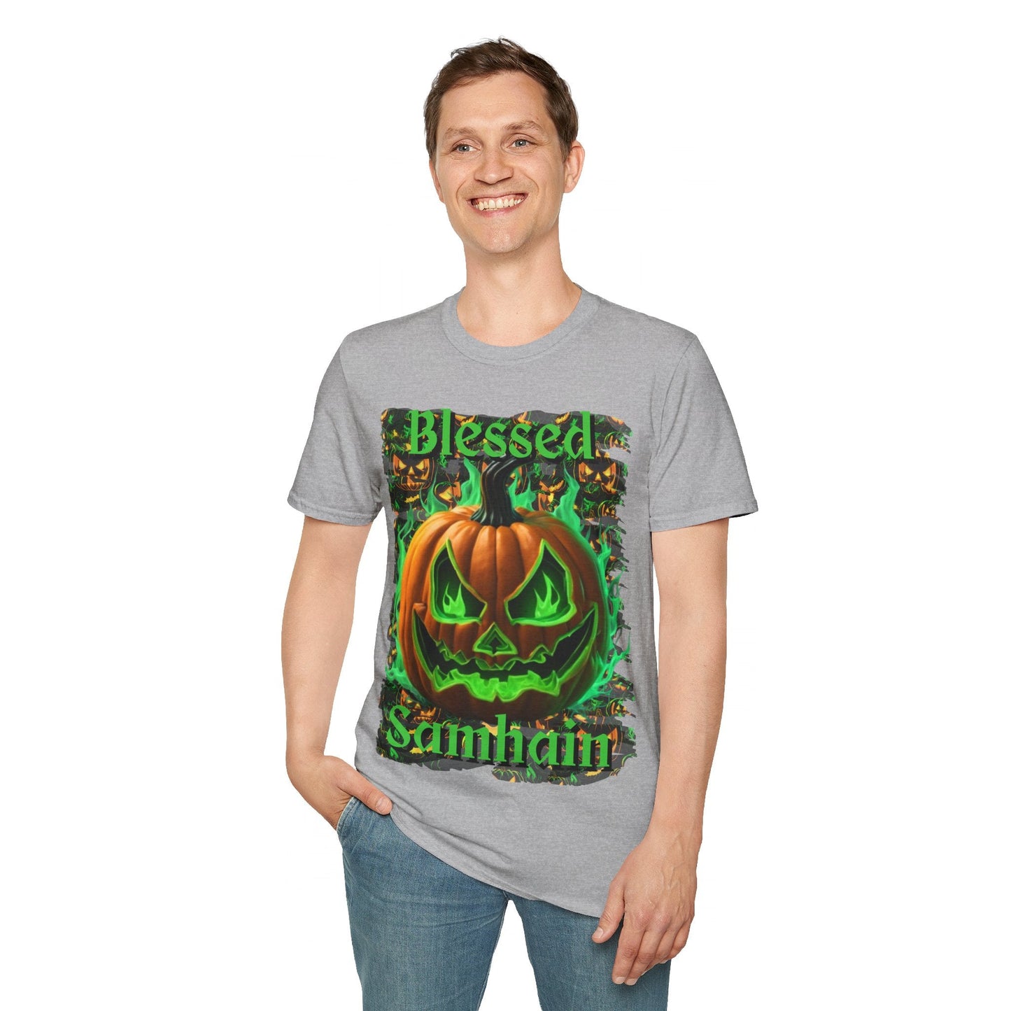 Blessed Samhain Green Jack Unisex T-Shirt by cypherpunkgear – cypherpunkgear.com | Cypherpunk Merch