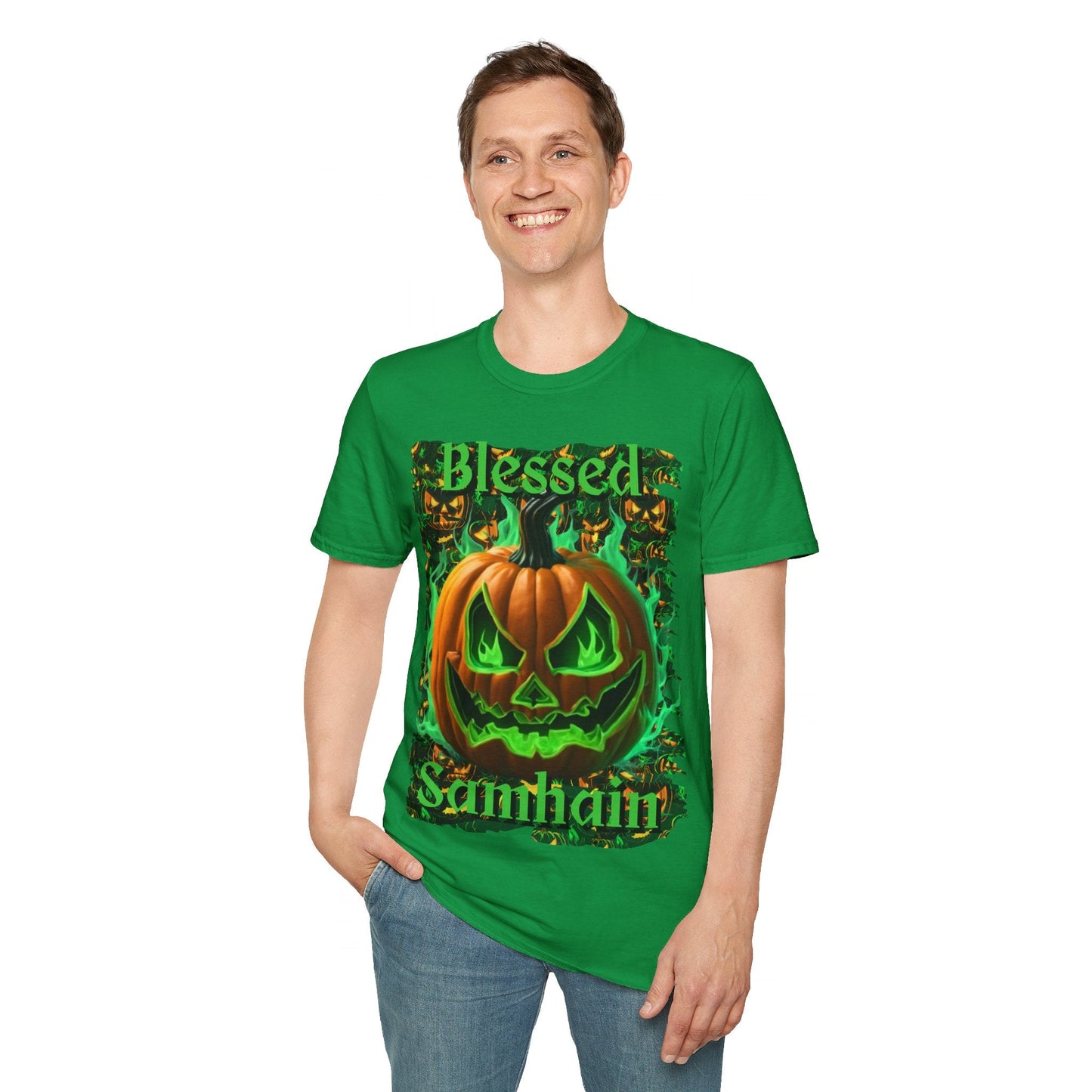 Blessed Samhain Green Jack Unisex T-Shirt by cypherpunkgear – cypherpunkgear.com | Cypherpunk Merch