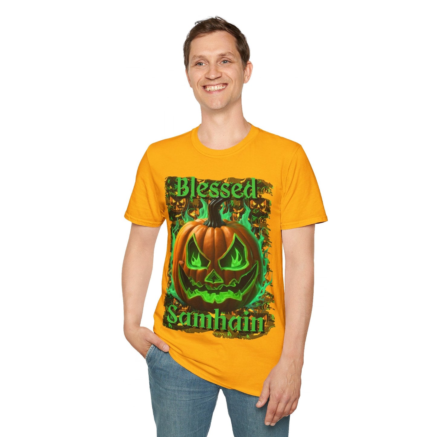 Blessed Samhain Green Jack Unisex T-Shirt by cypherpunkgear – cypherpunkgear.com | Cypherpunk Merch