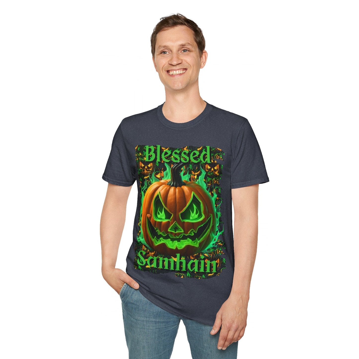 Blessed Samhain Green Jack Unisex T-Shirt by cypherpunkgear – cypherpunkgear.com | Cypherpunk Merch