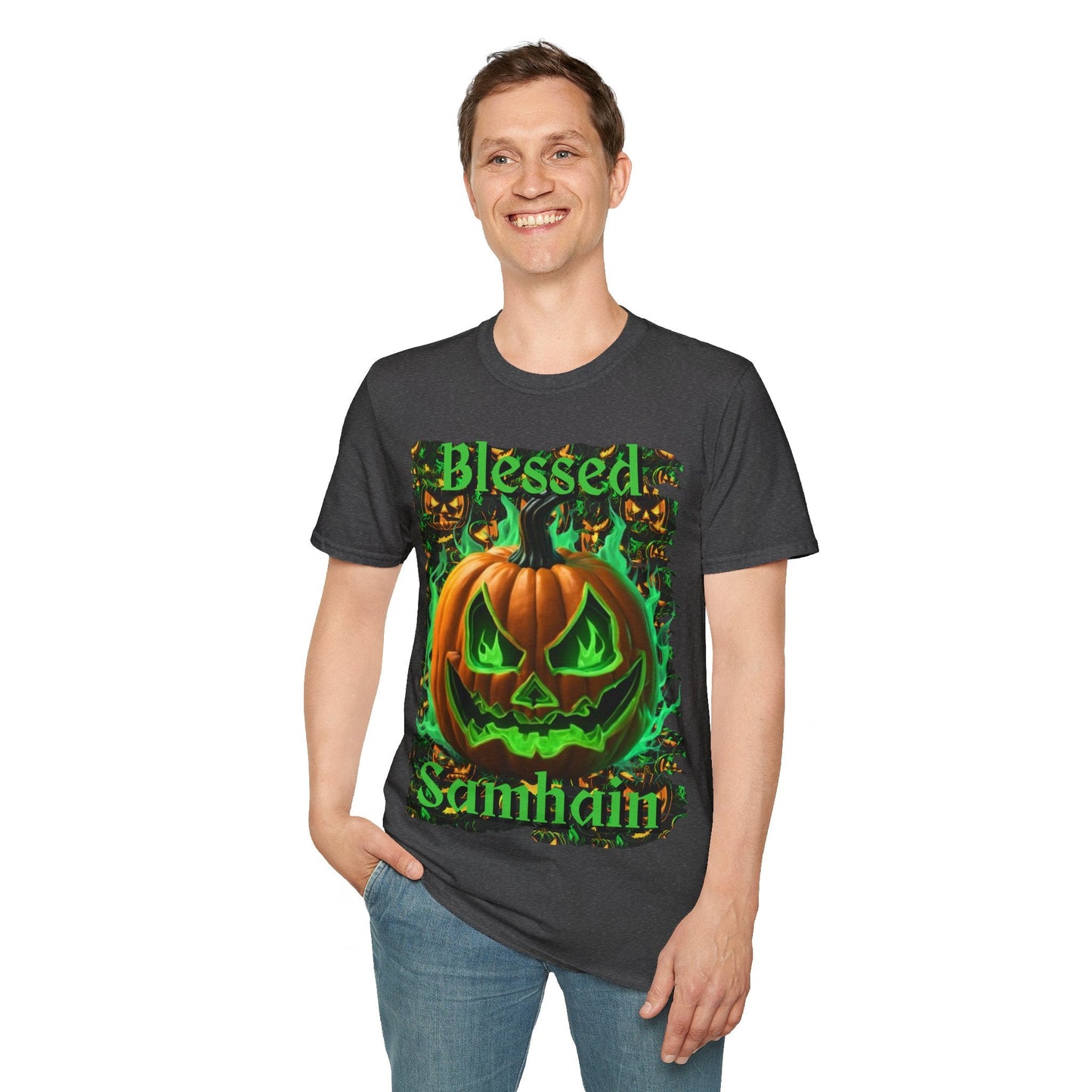Blessed Samhain Green Jack Unisex T-Shirt by cypherpunkgear – cypherpunkgear.com | Cypherpunk Merch