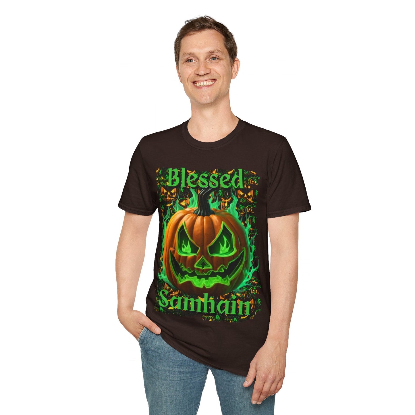 Blessed Samhain Green Jack Unisex T-Shirt by cypherpunkgear – cypherpunkgear.com | Cypherpunk Merch