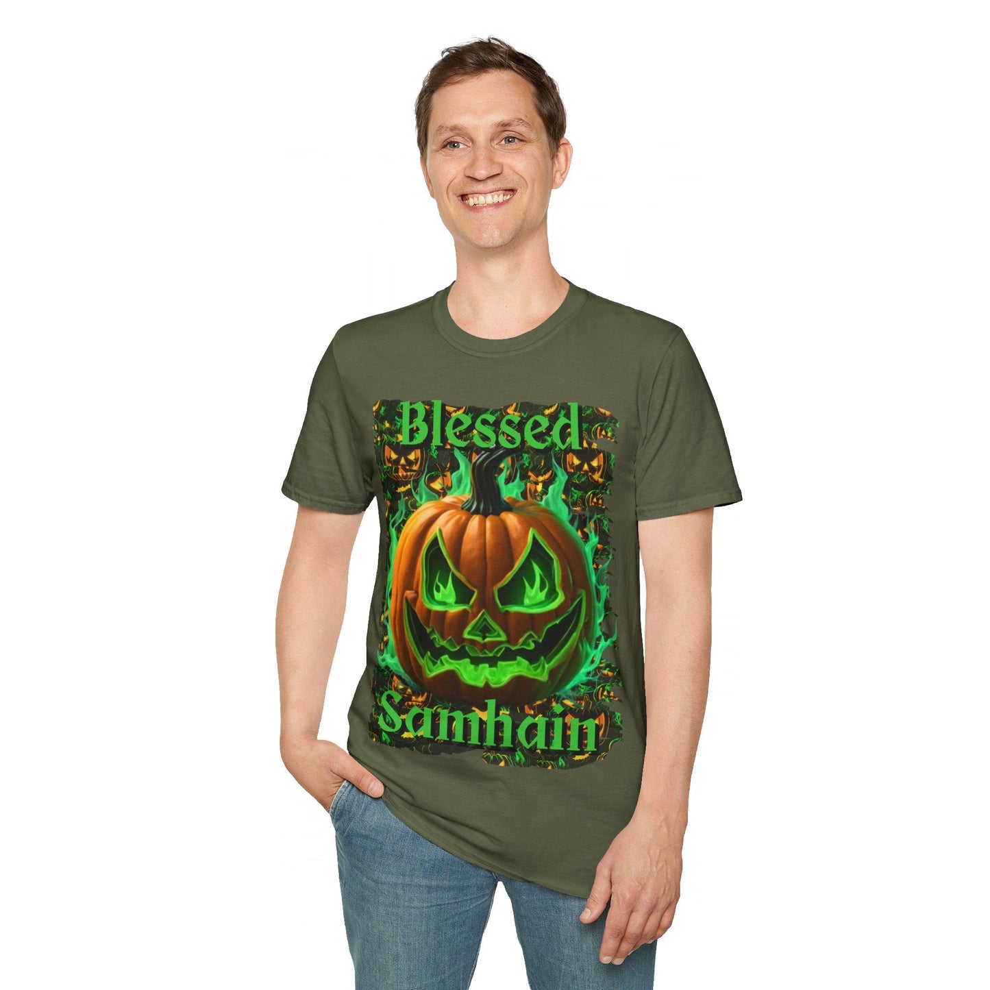 Blessed Samhain Green Jack Unisex T-Shirt by cypherpunkgear – cypherpunkgear.com | Cypherpunk Merch