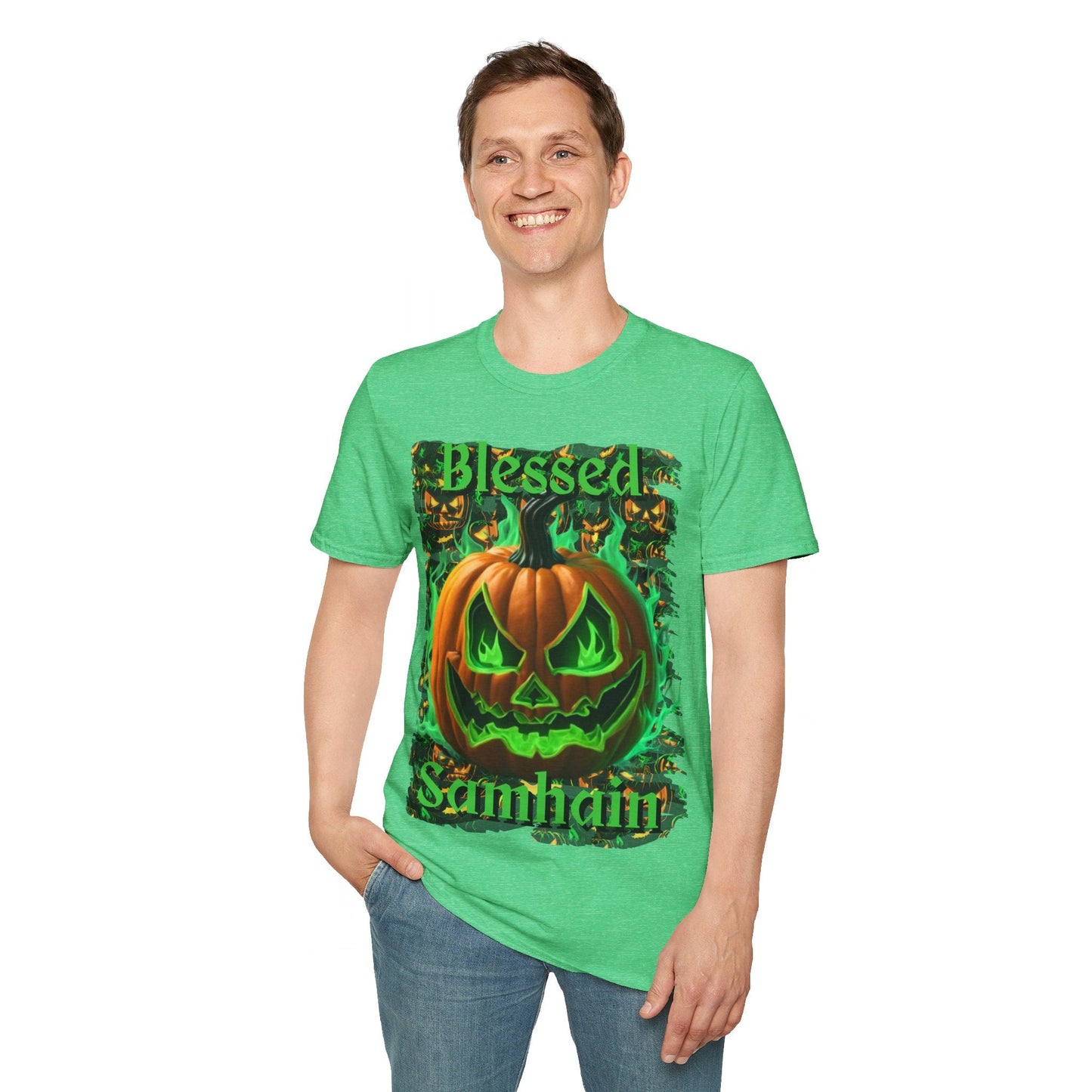 Blessed Samhain Green Jack Unisex T-Shirt by cypherpunkgear – cypherpunkgear.com | Cypherpunk Merch