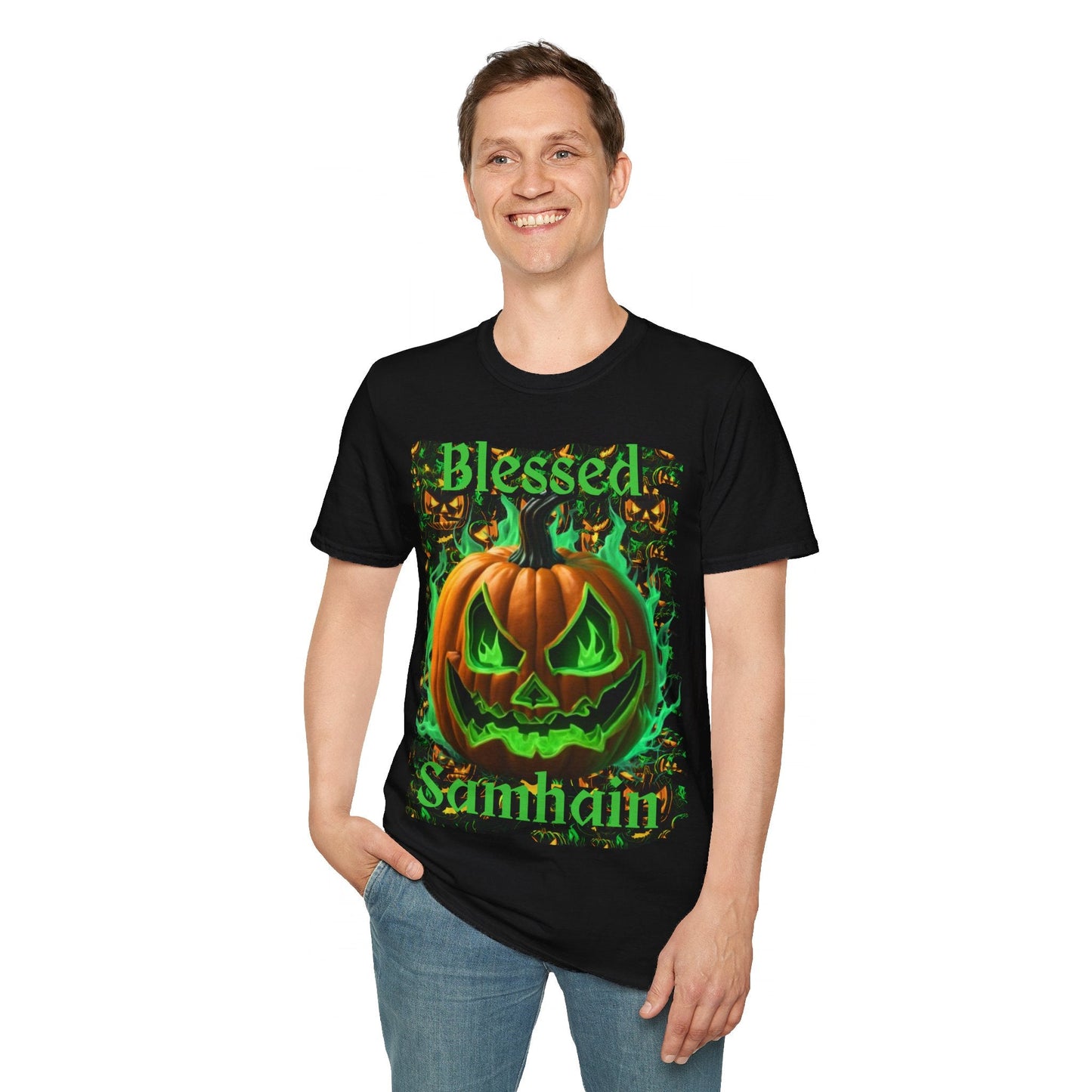 Blessed Samhain Green Jack Unisex T-Shirt by cypherpunkgear – cypherpunkgear.com | Cypherpunk Merch