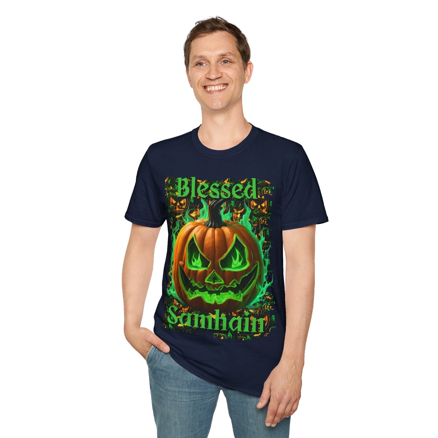 Blessed Samhain Green Jack Unisex T-Shirt by cypherpunkgear – cypherpunkgear.com | Cypherpunk Merch