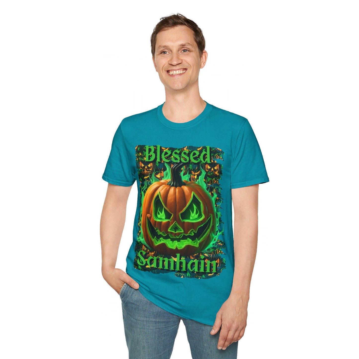 Blessed Samhain Green Jack Unisex T-Shirt by cypherpunkgear – cypherpunkgear.com | Cypherpunk Merch