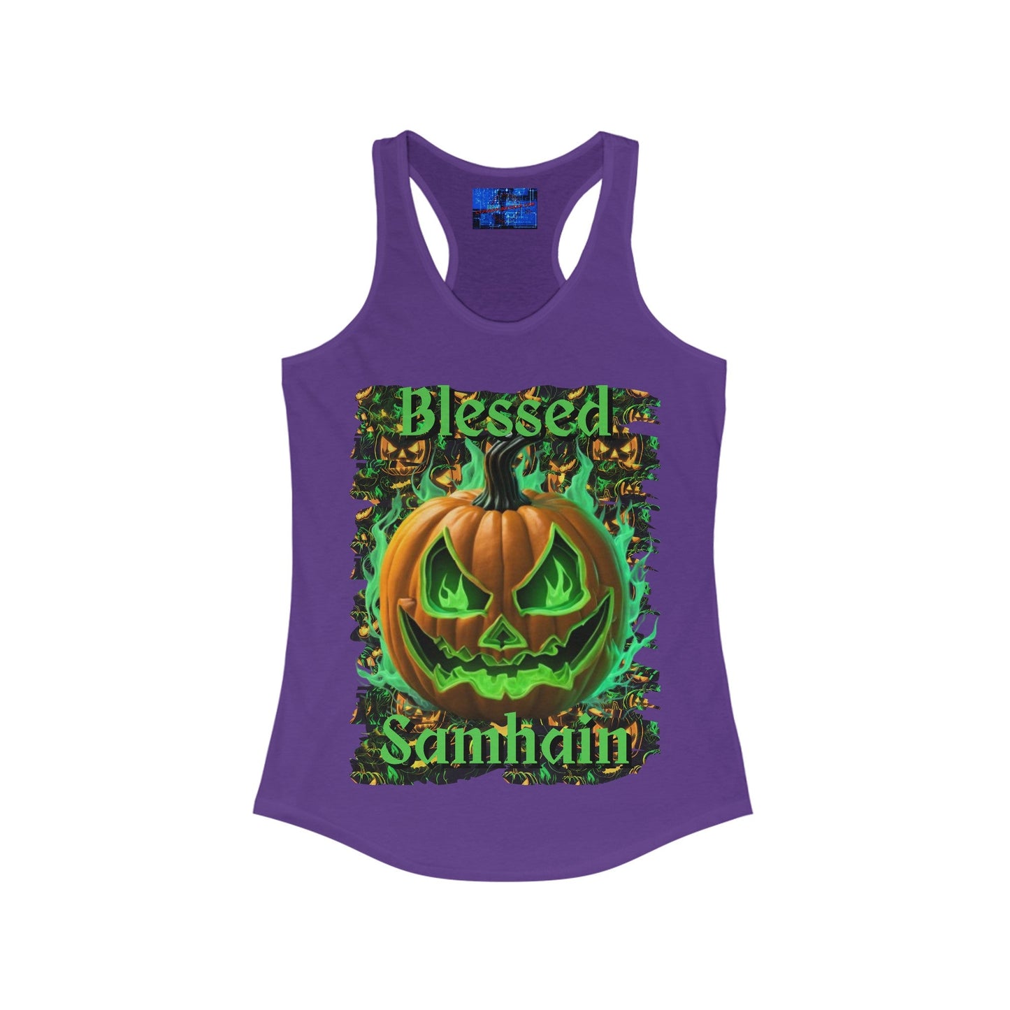 Blessed Samhain Green Jack Women's Racerback Tank Top by cypherpunkgear – cypherpunkgear.com | Cypherpunk Merch