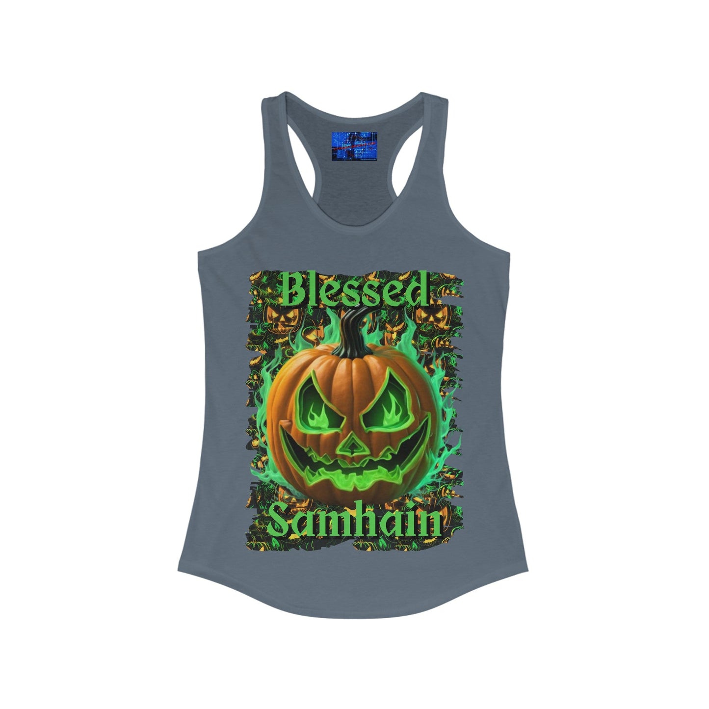 Blessed Samhain Green Jack Women's Racerback Tank Top by cypherpunkgear – cypherpunkgear.com | Cypherpunk Merch