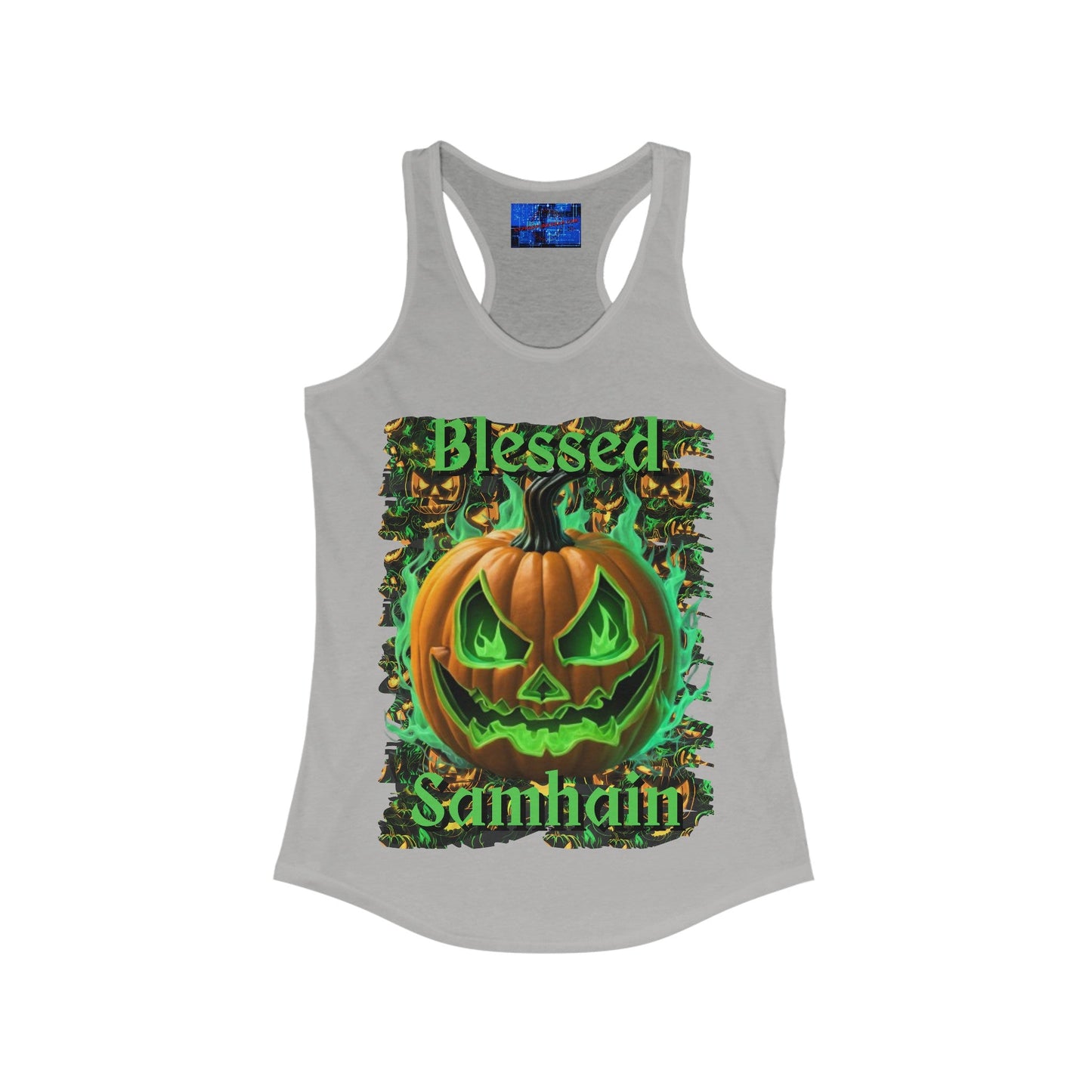 Blessed Samhain Green Jack Women's Racerback Tank Top by cypherpunkgear – cypherpunkgear.com | Cypherpunk Merch