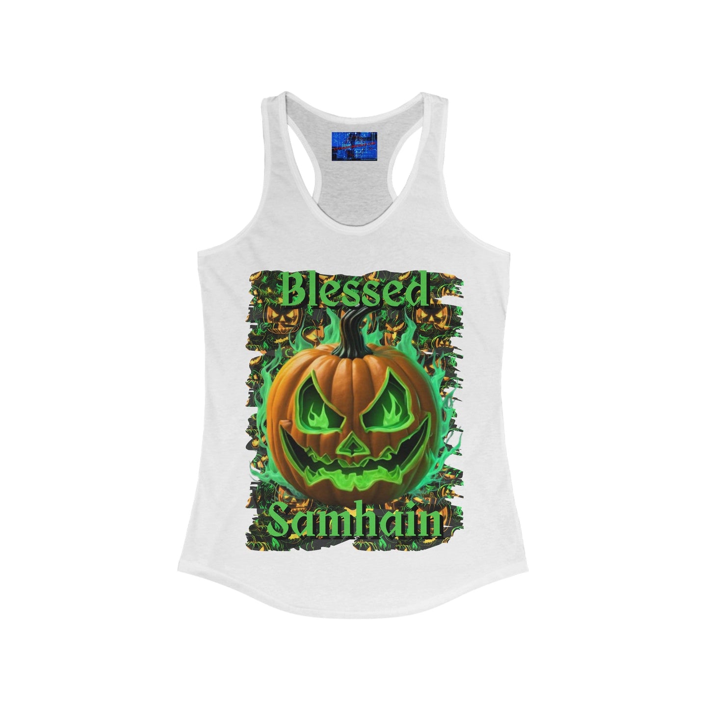 Blessed Samhain Green Jack Women's Racerback Tank Top by cypherpunkgear – cypherpunkgear.com | Cypherpunk Merch