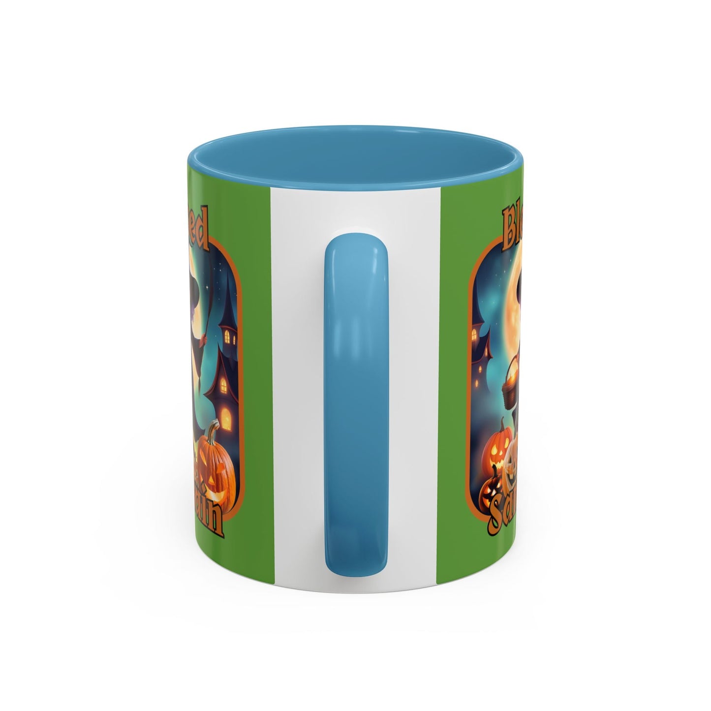 Blessed Samhain Little Witch ORfont Accent Mug by cypherpunkgear – cypherpunkgear.com | Cypherpunk Merch