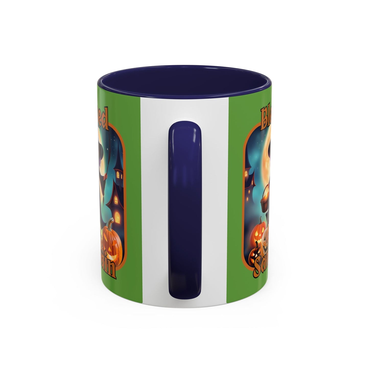Blessed Samhain Little Witch ORfont Accent Mug by cypherpunkgear – cypherpunkgear.com | Cypherpunk Merch