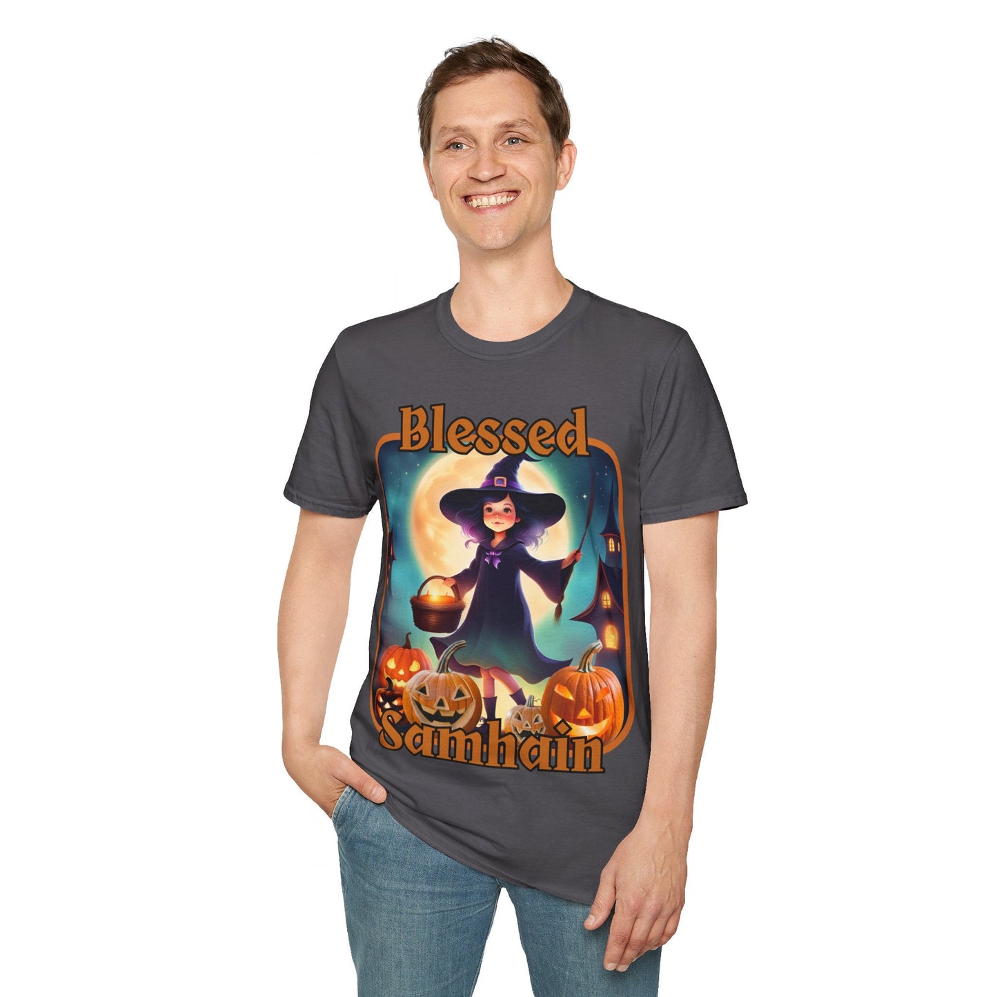 Blessed Samhain Little Witch ORfont DKcolors Unisex T-Shirt by cypherpunkgear – cypherpunkgear.com | Cypherpunk Merch