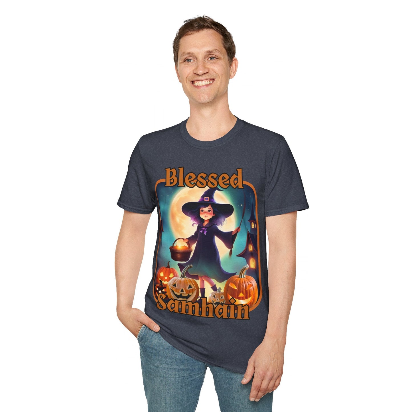 Blessed Samhain Little Witch ORfont DKcolors Unisex T-Shirt by cypherpunkgear – cypherpunkgear.com | Cypherpunk Merch