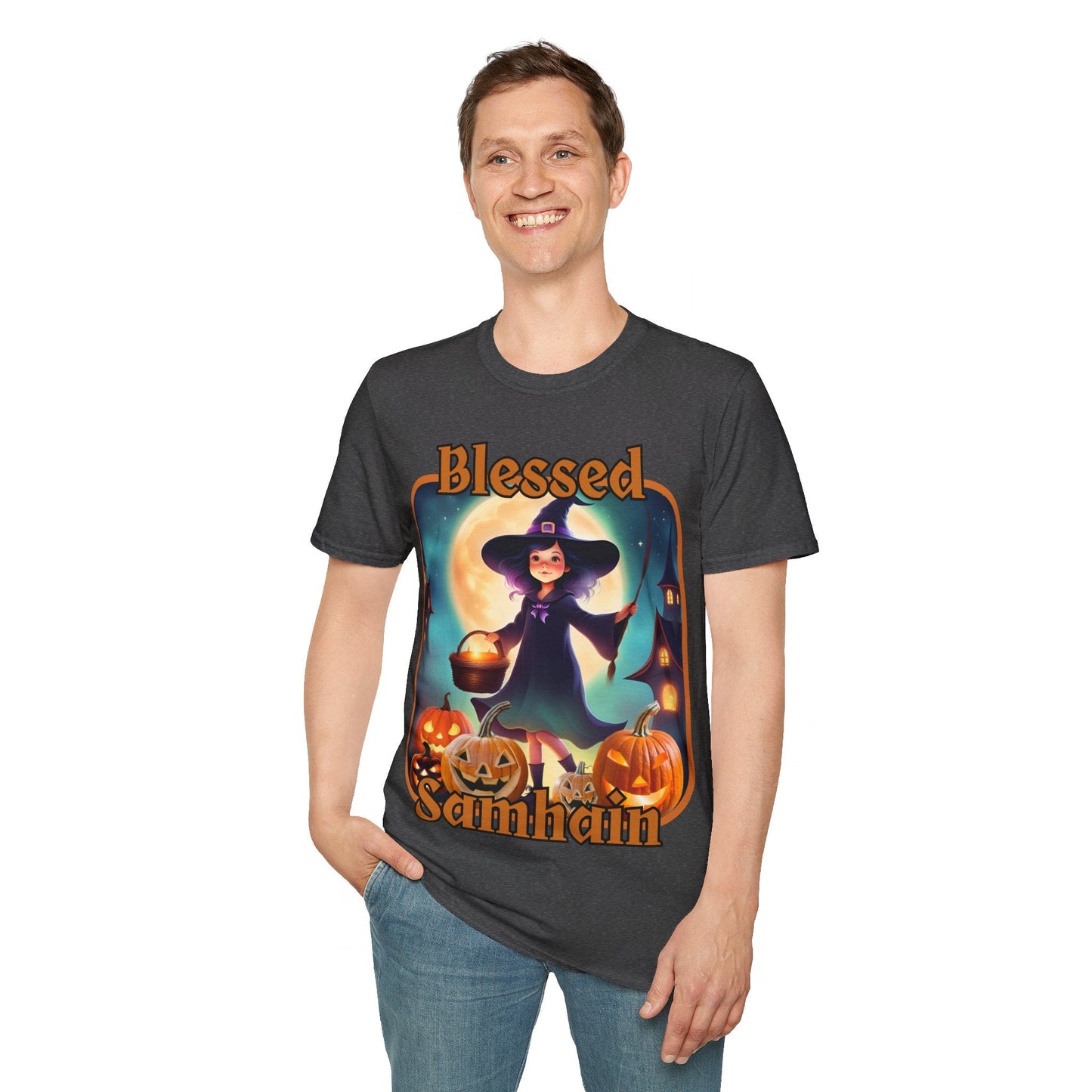 Blessed Samhain Little Witch ORfont DKcolors Unisex T-Shirt by cypherpunkgear – cypherpunkgear.com | Cypherpunk Merch
