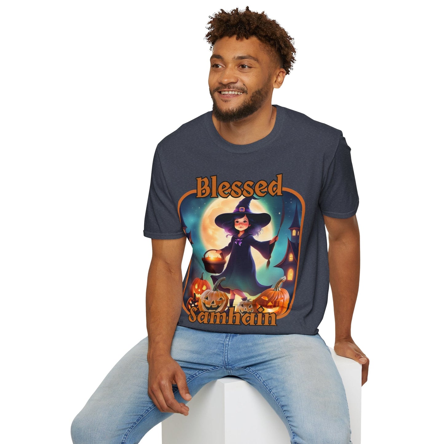 Blessed Samhain Little Witch ORfont DKcolors Unisex T-Shirt by cypherpunkgear – cypherpunkgear.com | Cypherpunk Merch