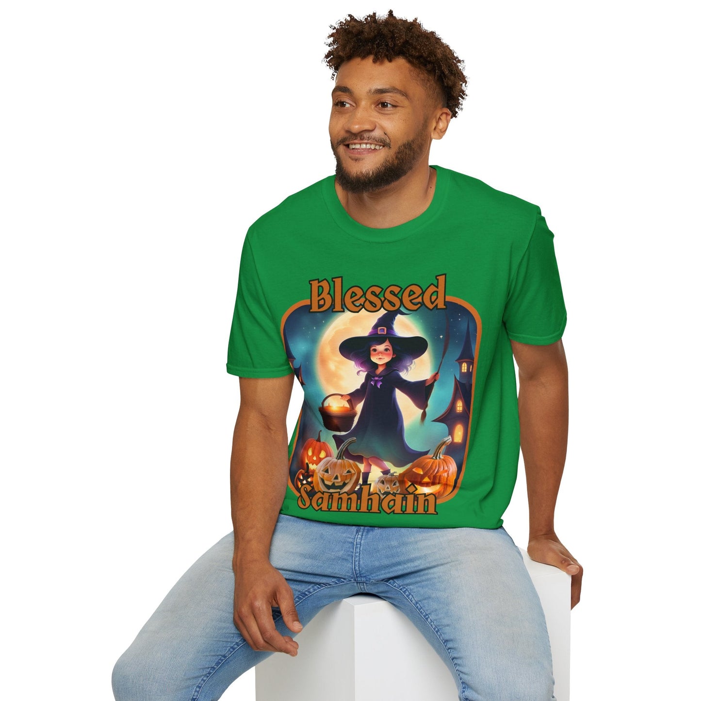 Blessed Samhain Little Witch ORfont DKcolors Unisex T-Shirt by cypherpunkgear – cypherpunkgear.com | Cypherpunk Merch