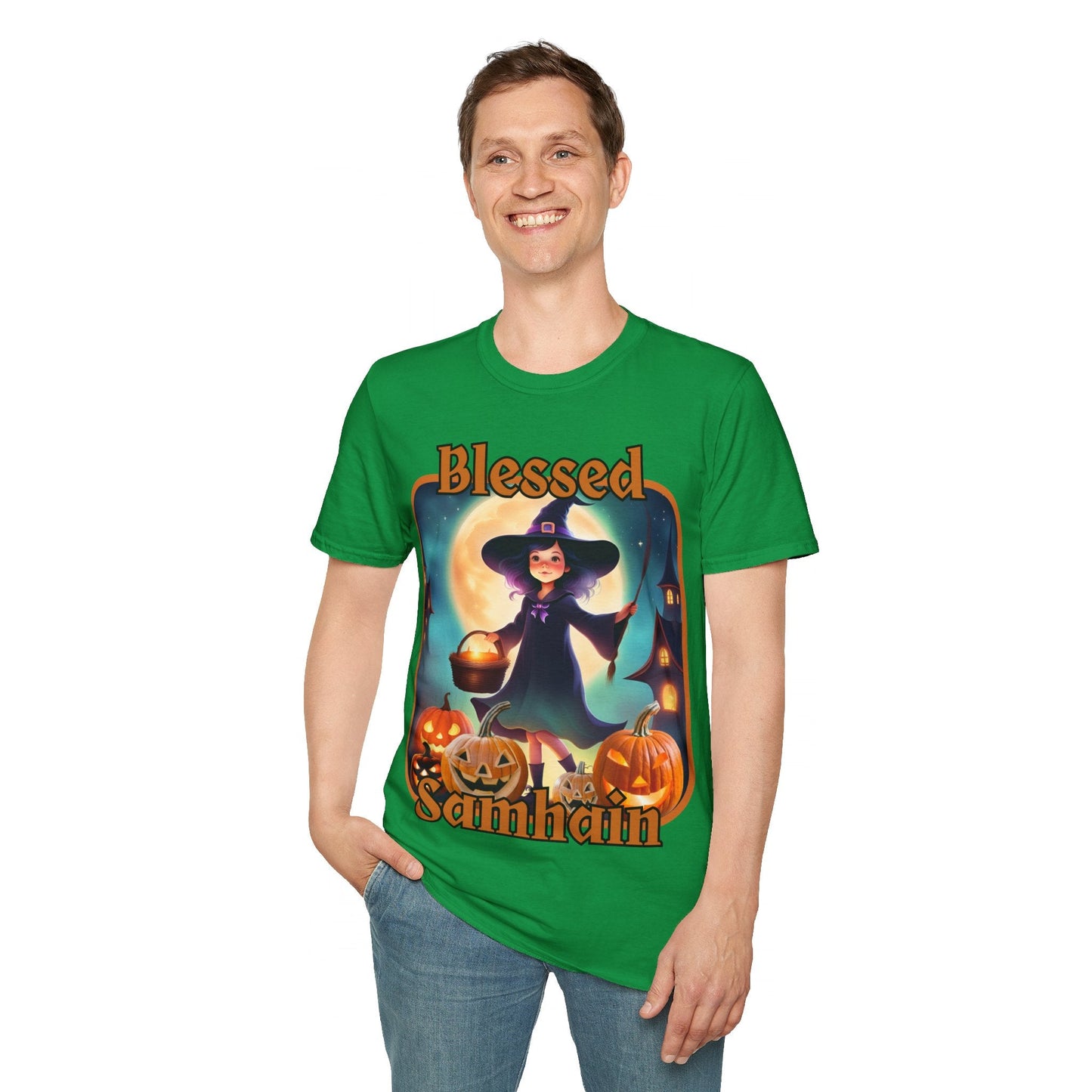 Blessed Samhain Little Witch ORfont DKcolors Unisex T-Shirt by cypherpunkgear – cypherpunkgear.com | Cypherpunk Merch