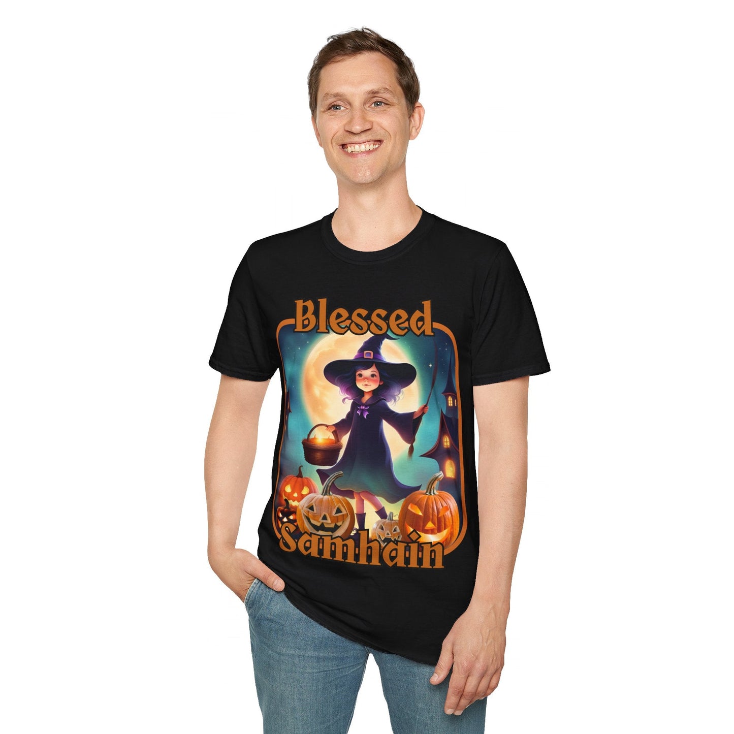 Blessed Samhain Little Witch ORfont DKcolors Unisex T-Shirt by cypherpunkgear – cypherpunkgear.com | Cypherpunk Merch