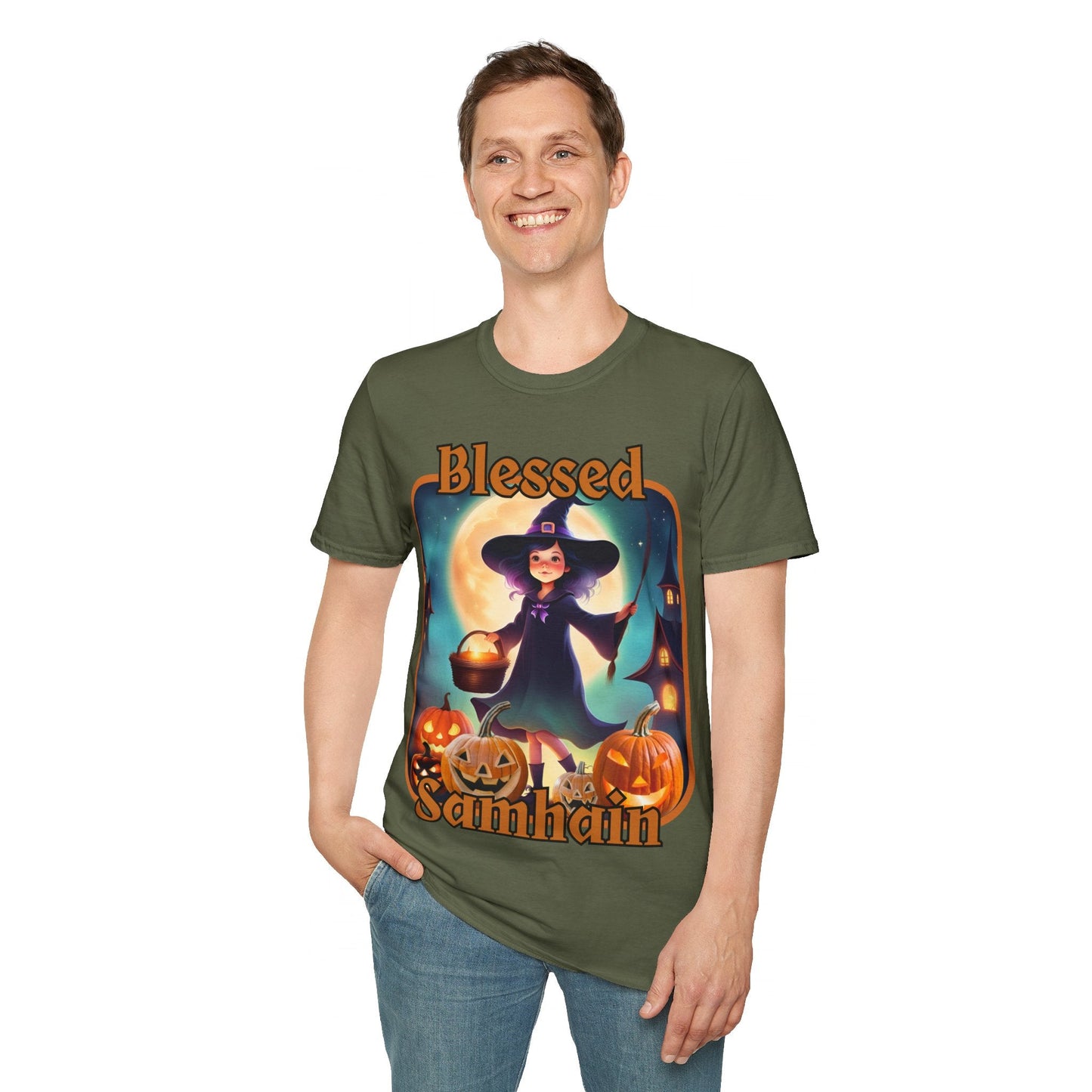 Blessed Samhain Little Witch ORfont DKcolors Unisex T-Shirt by cypherpunkgear – cypherpunkgear.com | Cypherpunk Merch