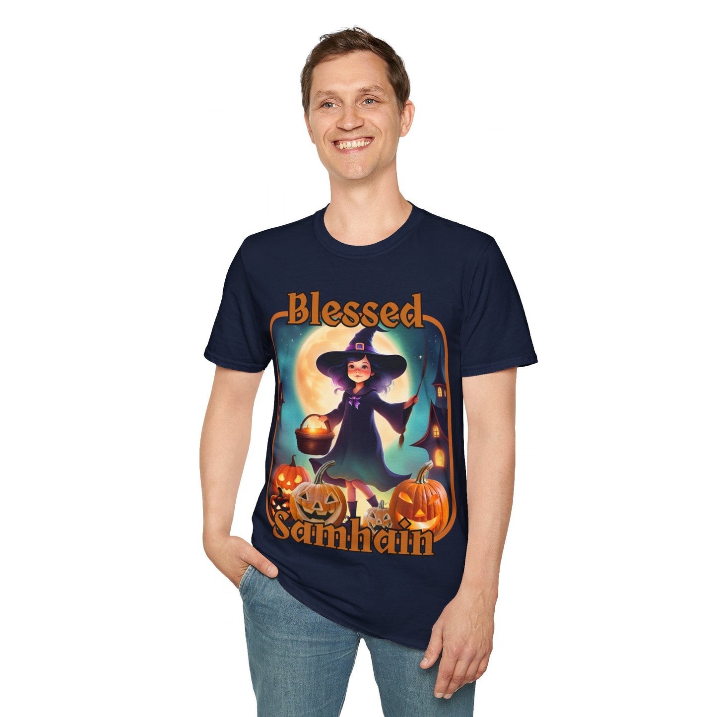 Blessed Samhain Little Witch ORfont DKcolors Unisex T-Shirt by cypherpunkgear – cypherpunkgear.com | Cypherpunk Merch