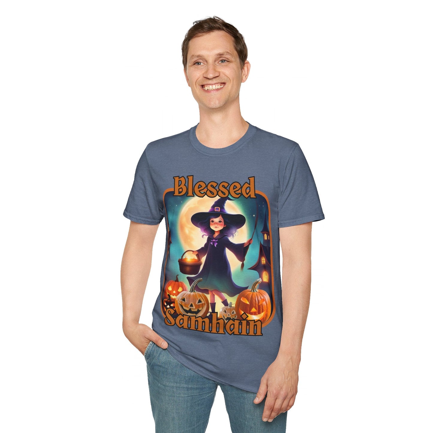 Blessed Samhain Little Witch ORfont DKcolors Unisex T-Shirt by cypherpunkgear – cypherpunkgear.com | Cypherpunk Merch