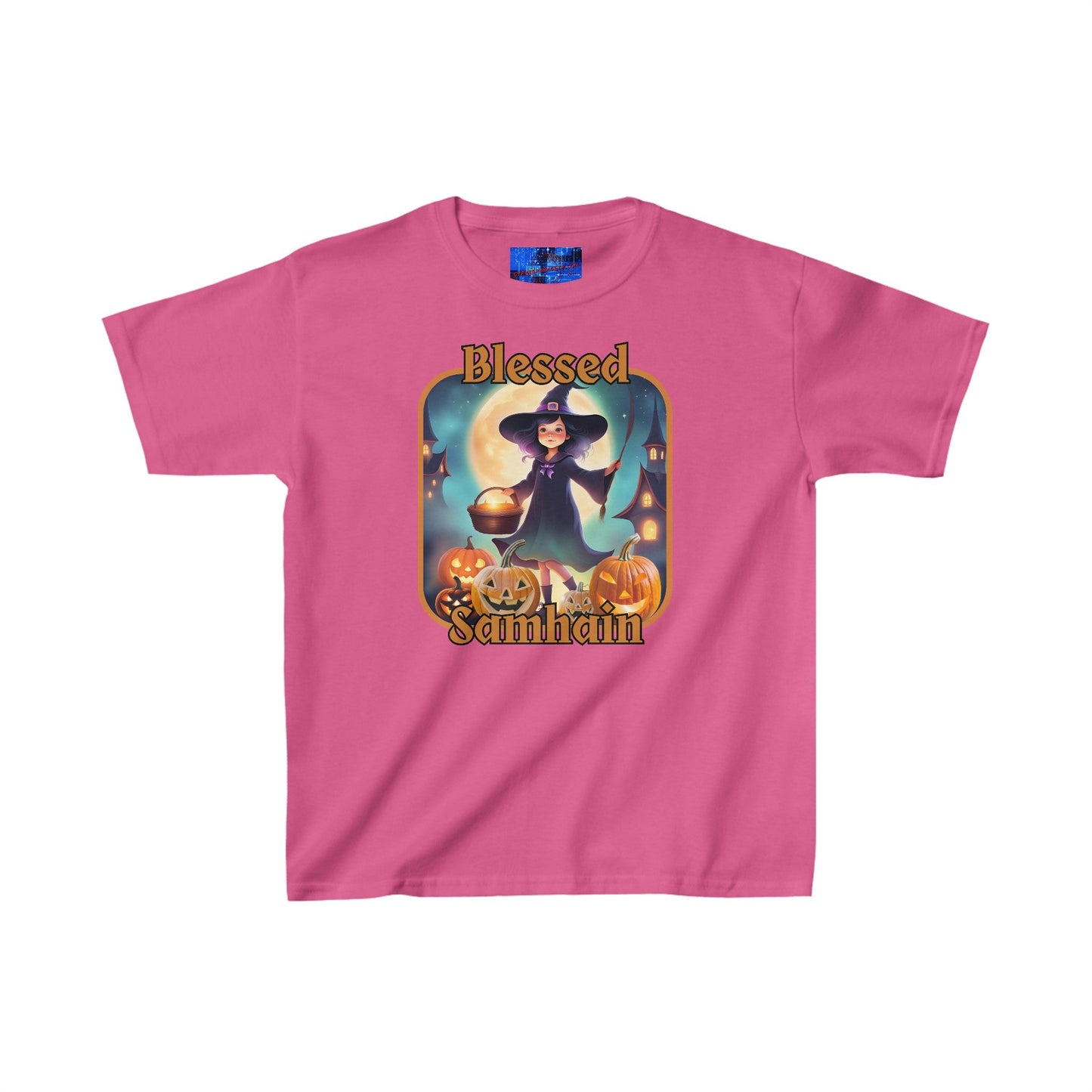 Blessed Samhain Little Witch ORfont Kids Heavy Cotton™ Tee by cypherpunkgear – cypherpunkgear.com | Cypherpunk Merch