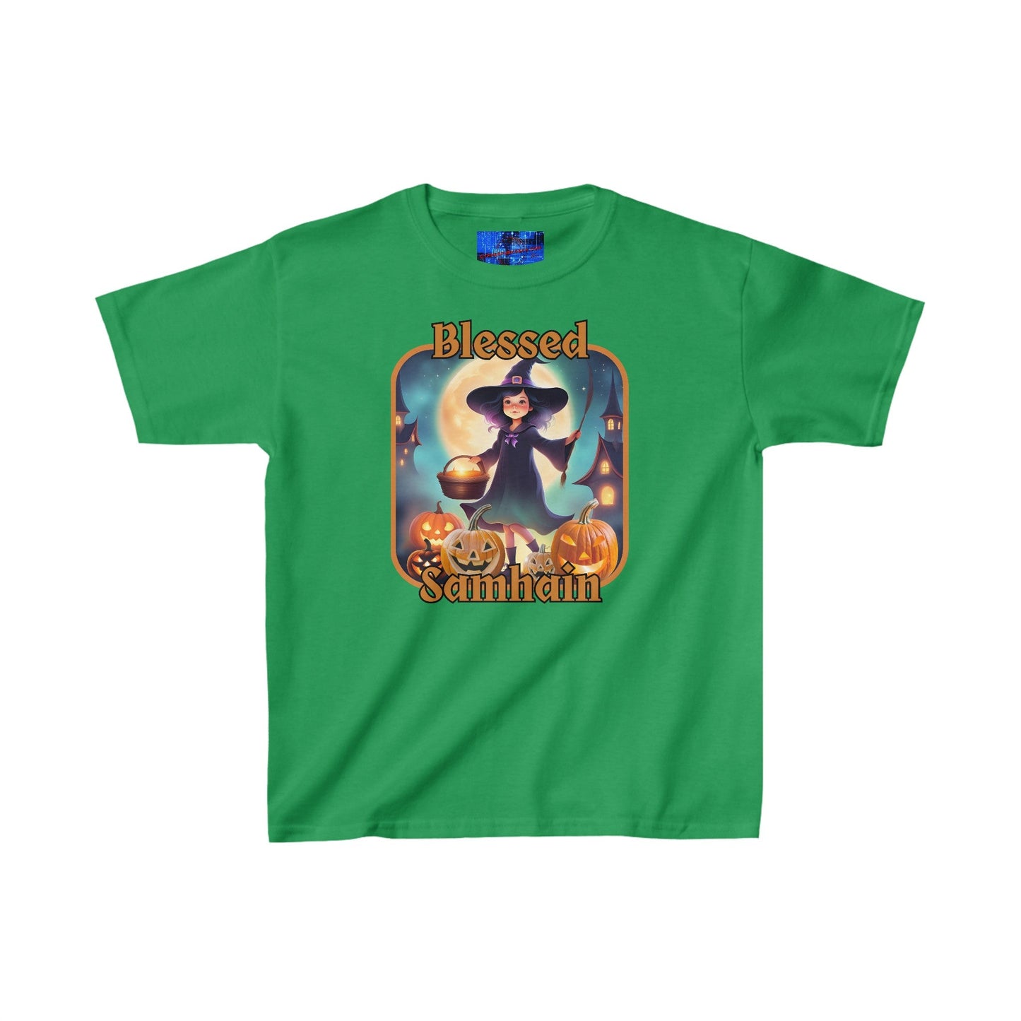 Blessed Samhain Little Witch ORfont Kids Heavy Cotton™ Tee by cypherpunkgear – cypherpunkgear.com | Cypherpunk Merch