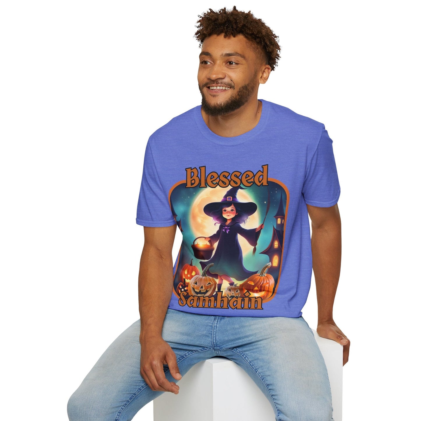 Blessed Samhain Little Witch ORfont LTcolors Unisex T-Shirt by cypherpunkgear – cypherpunkgear.com | Cypherpunk Merch