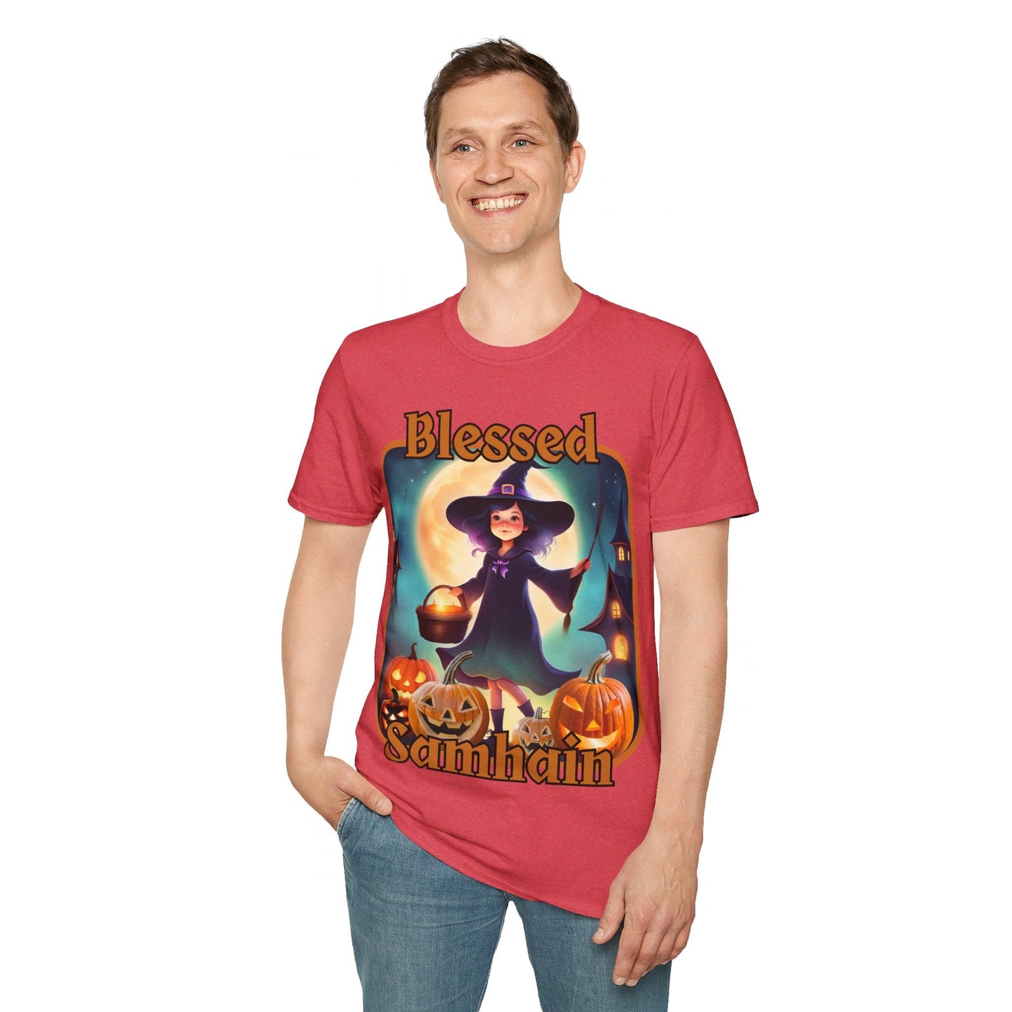 Blessed Samhain Little Witch ORfont LTcolors Unisex T-Shirt by cypherpunkgear – cypherpunkgear.com | Cypherpunk Merch