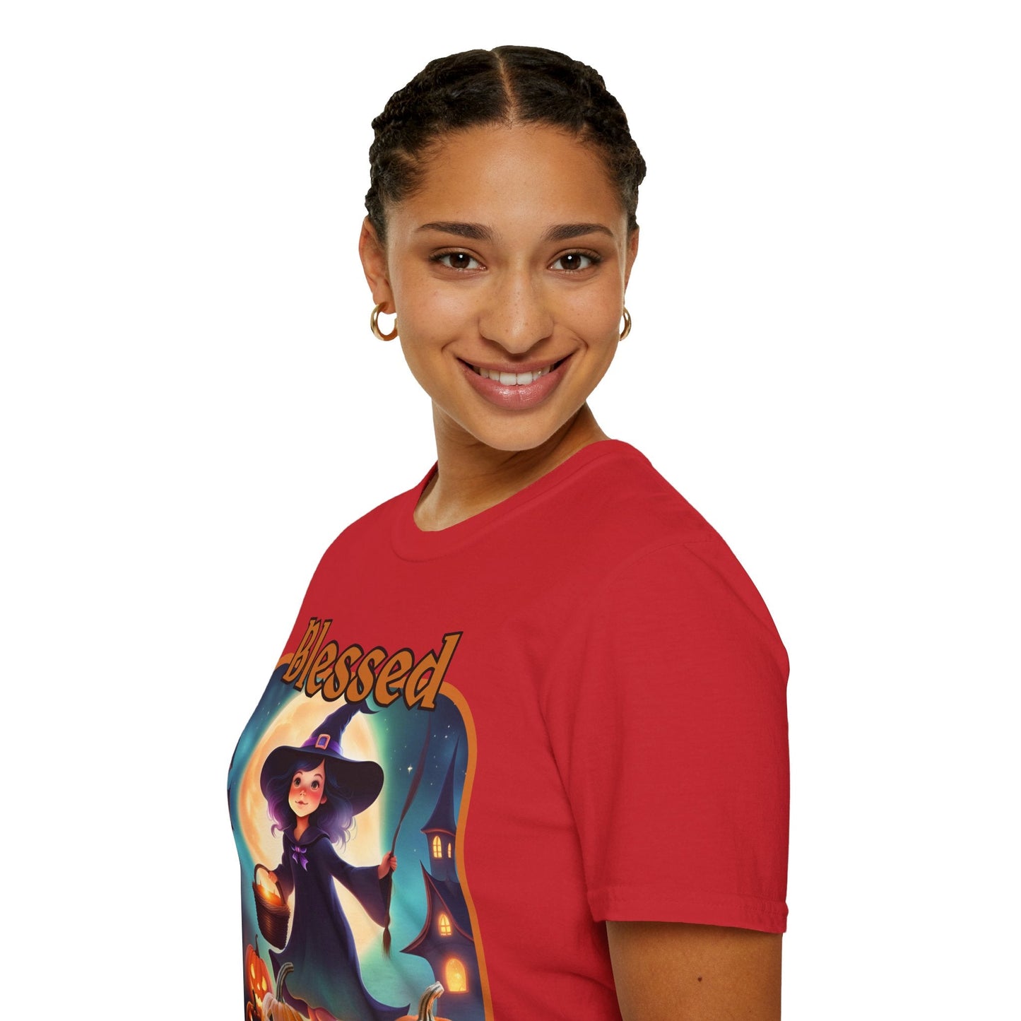 Blessed Samhain Little Witch ORfont LTcolors Unisex T-Shirt by cypherpunkgear – cypherpunkgear.com | Cypherpunk Merch