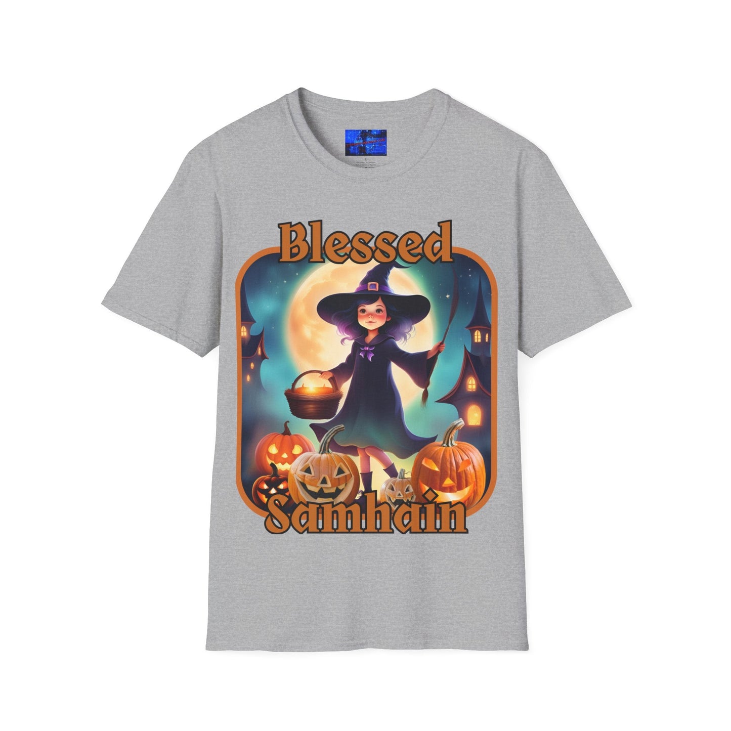 Blessed Samhain Little Witch ORfont LTcolors Unisex T-Shirt by cypherpunkgear – cypherpunkgear.com | Cypherpunk Merch