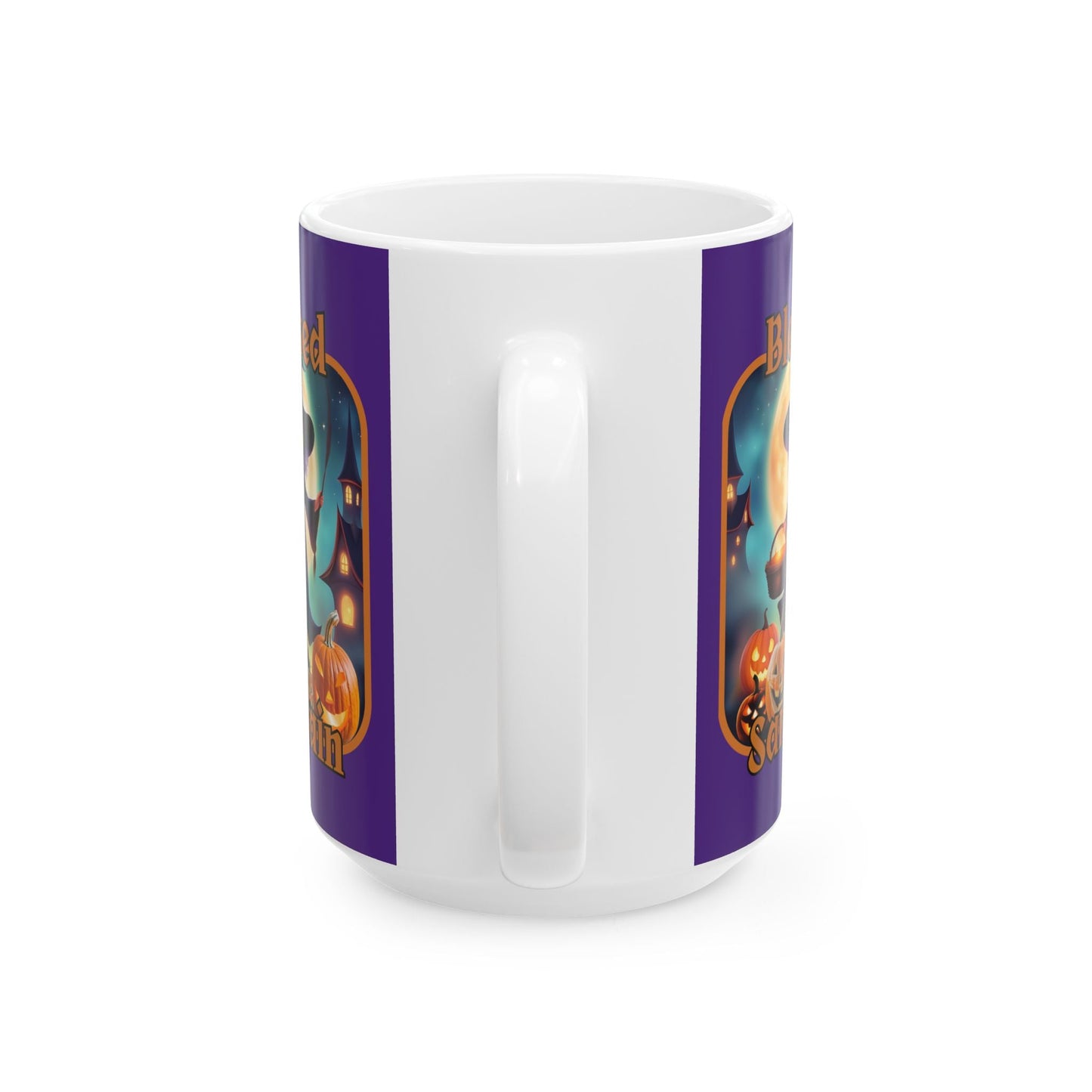 Blessed Samhain Little Witch ORfont Purple Mug by cypherpunkgear – cypherpunkgear.com | Cypherpunk Merch