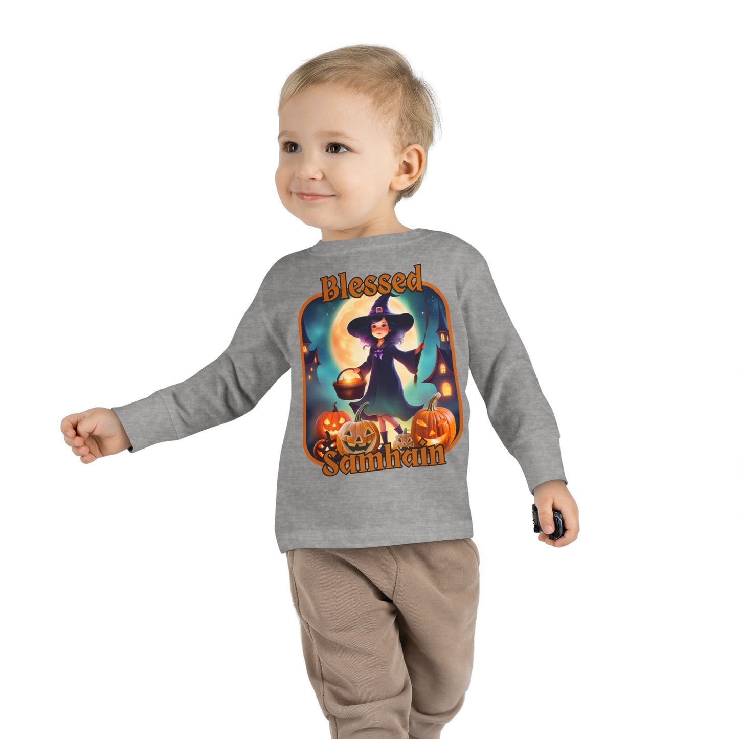 Blessed Samhain Little Witch ORfont Toddler Long Sleeve Tee by cypherpunkgear – cypherpunkgear.com | Cypherpunk Merch
