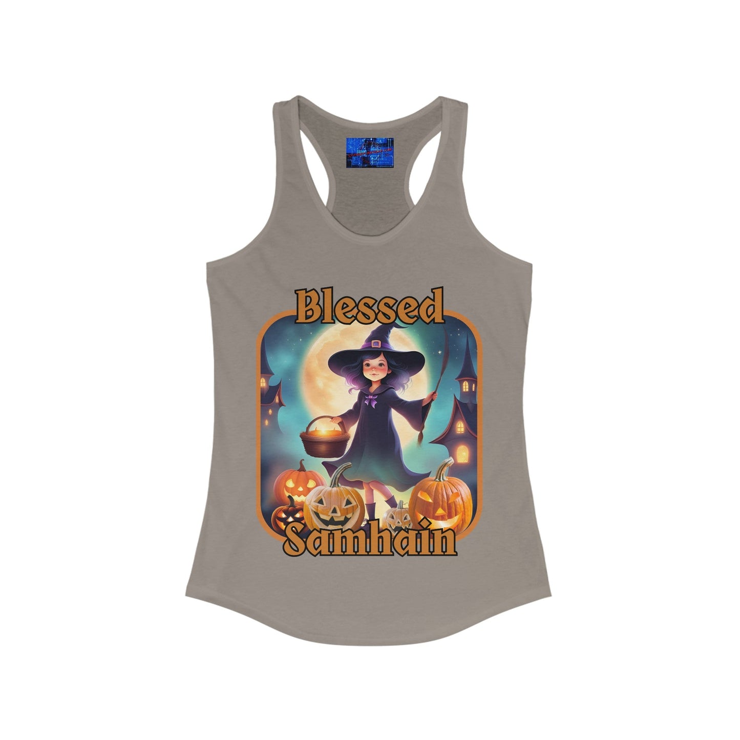 Blessed Samhain Little Witch ORfont Women's Racerback Tank Top by cypherpunkgear – cypherpunkgear.com | Cypherpunk Merch
