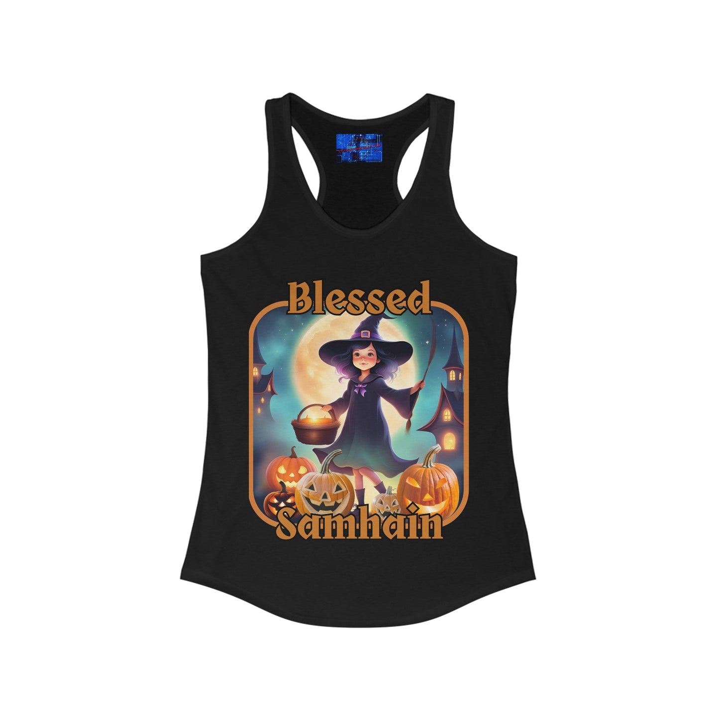 Blessed Samhain Little Witch ORfont Women's Racerback Tank Top by cypherpunkgear – cypherpunkgear.com | Cypherpunk Merch