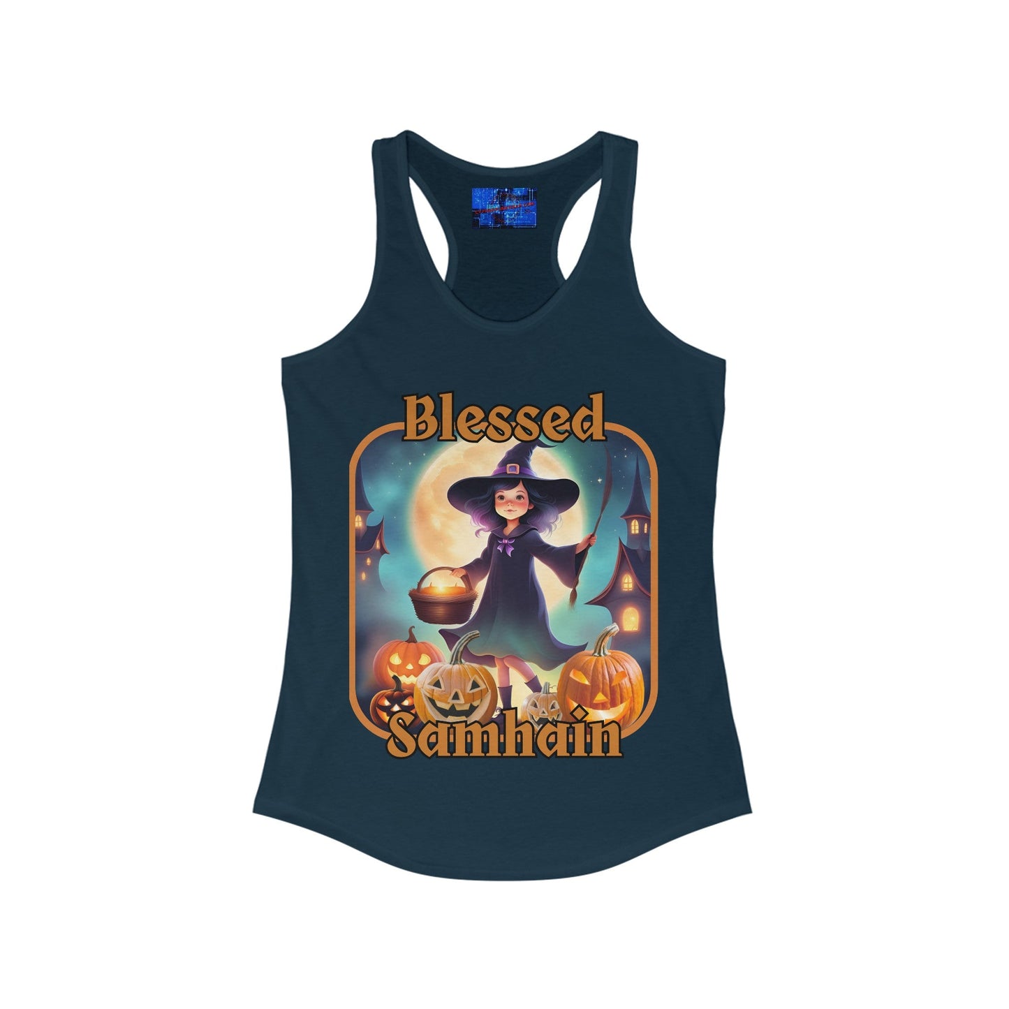Blessed Samhain Little Witch ORfont Women's Racerback Tank Top by cypherpunkgear – cypherpunkgear.com | Cypherpunk Merch