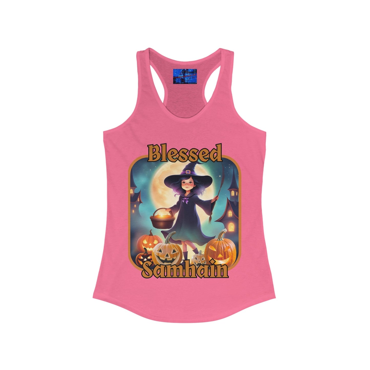 Blessed Samhain Little Witch ORfont Women's Racerback Tank Top by cypherpunkgear – cypherpunkgear.com | Cypherpunk Merch