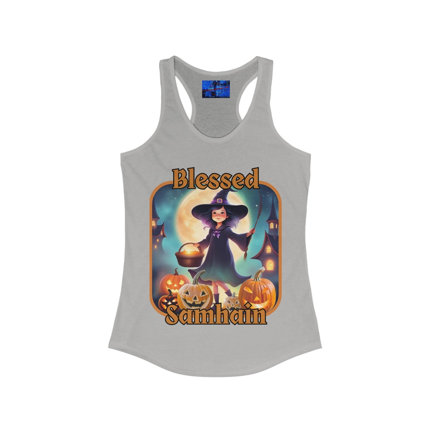 Blessed Samhain Little Witch ORfont Women's Racerback Tank Top by cypherpunkgear – cypherpunkgear.com | Cypherpunk Merch
