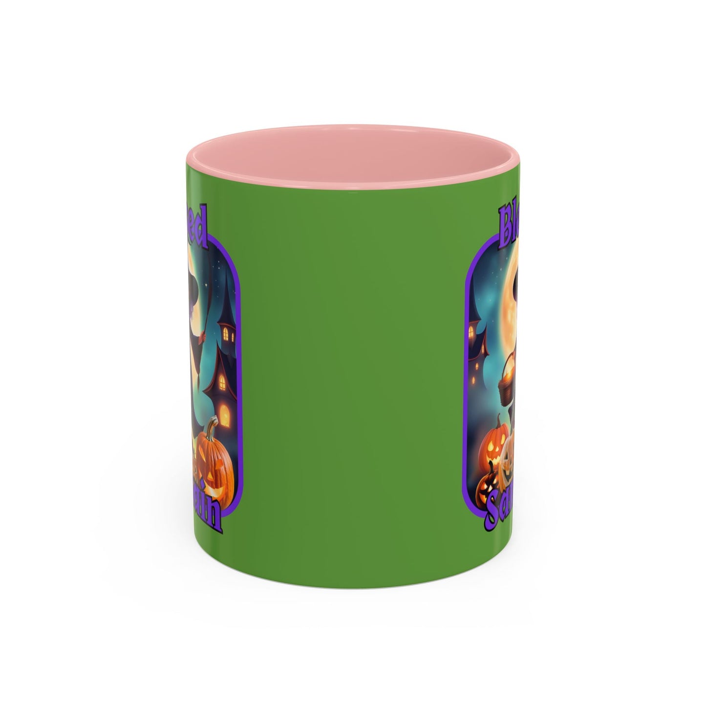 Blessed Samhain Little Witch PRfont Accent Mug by cypherpunkgear – cypherpunkgear.com | Cypherpunk Merch