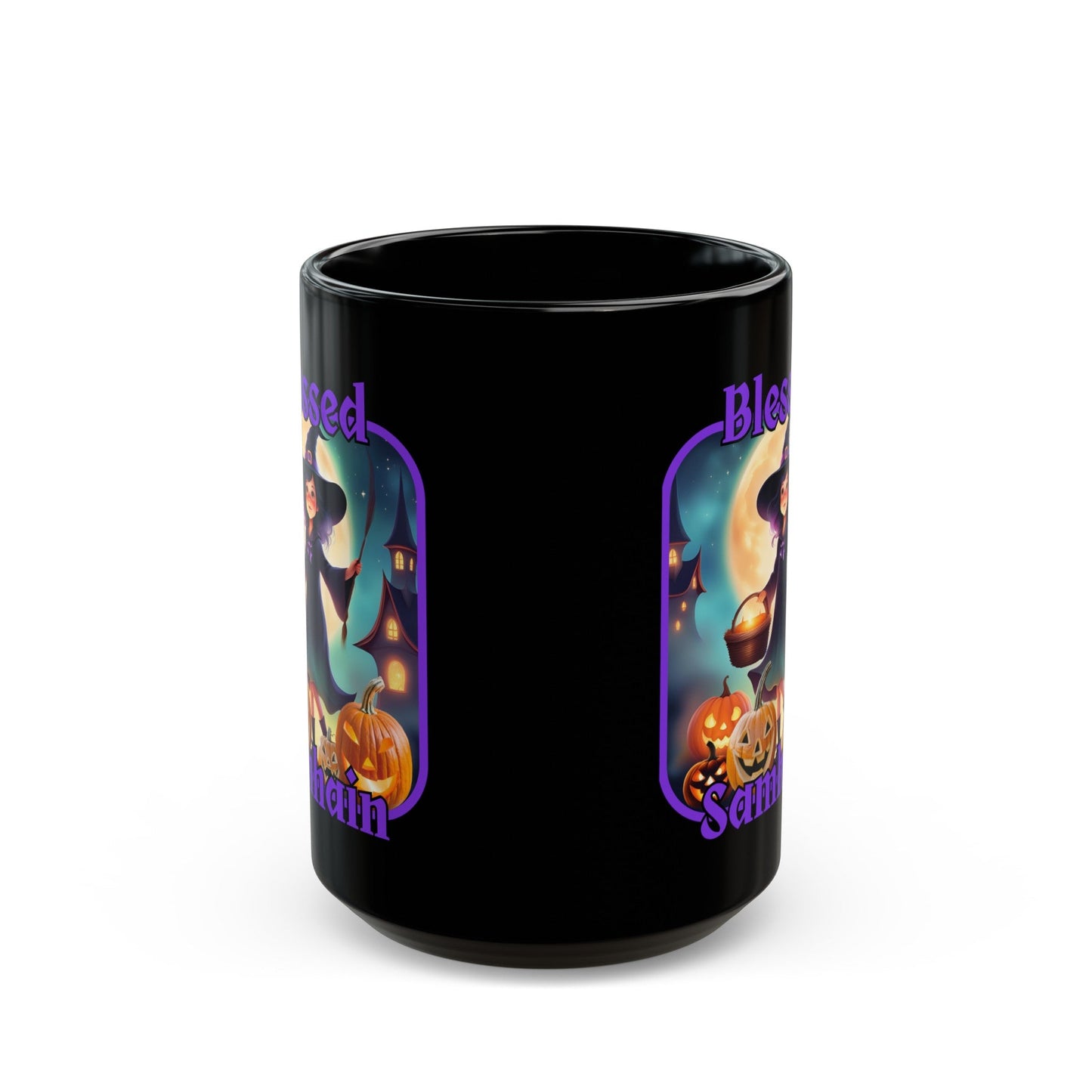 Blessed Samhain Little Witch PRfont Black Mug by cypherpunkgear – cypherpunkgear.com | Cypherpunk Merch