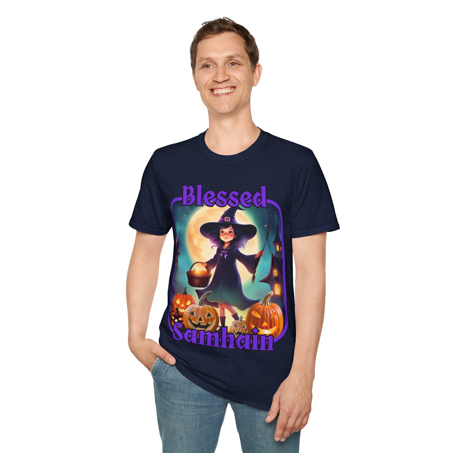 Blessed Samhain Little Witch PRfont DKcolors Unisex T-Shirt by cypherpunkgear – cypherpunkgear.com | Cypherpunk Merch