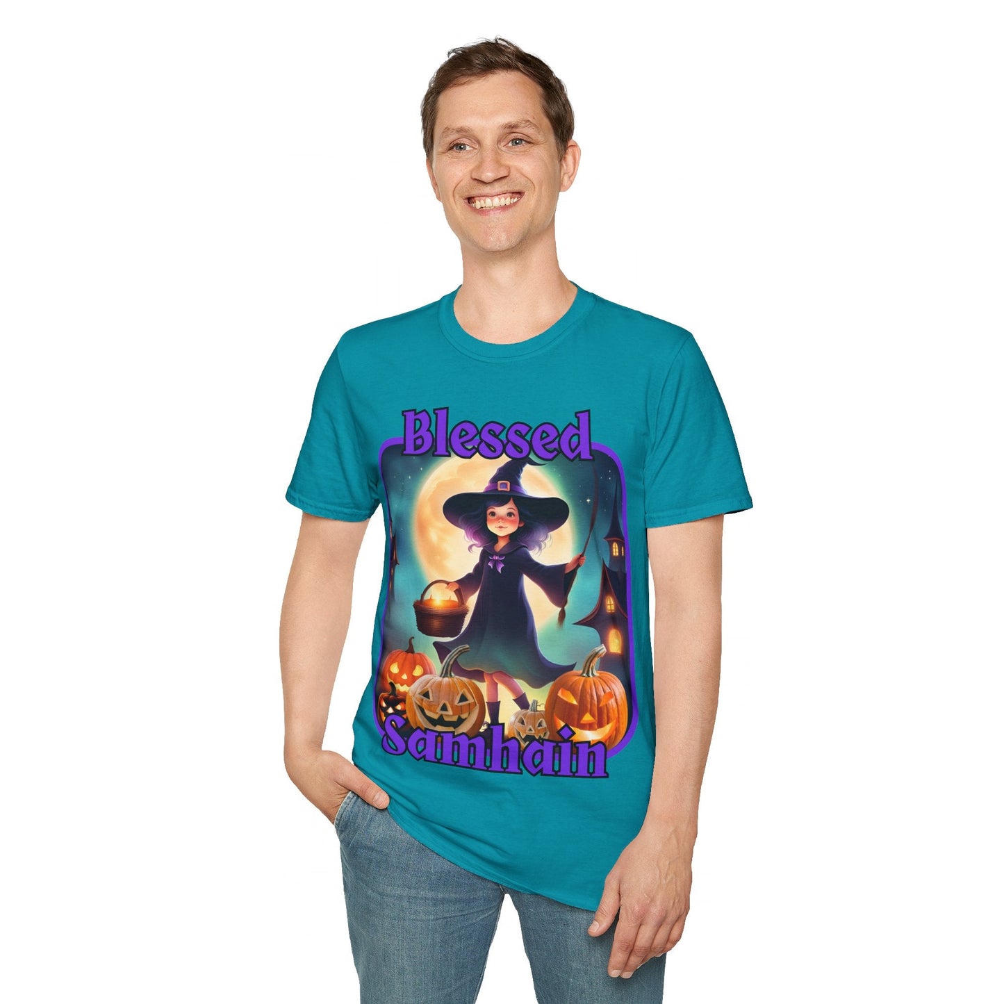 Blessed Samhain Little Witch PRfont DKcolors Unisex T-Shirt by cypherpunkgear – cypherpunkgear.com | Cypherpunk Merch