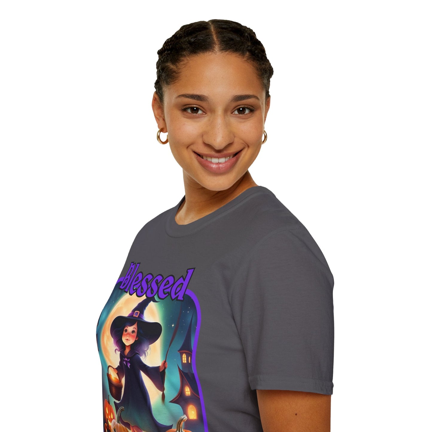 Blessed Samhain Little Witch PRfont DKcolors Unisex T-Shirt by cypherpunkgear – cypherpunkgear.com | Cypherpunk Merch